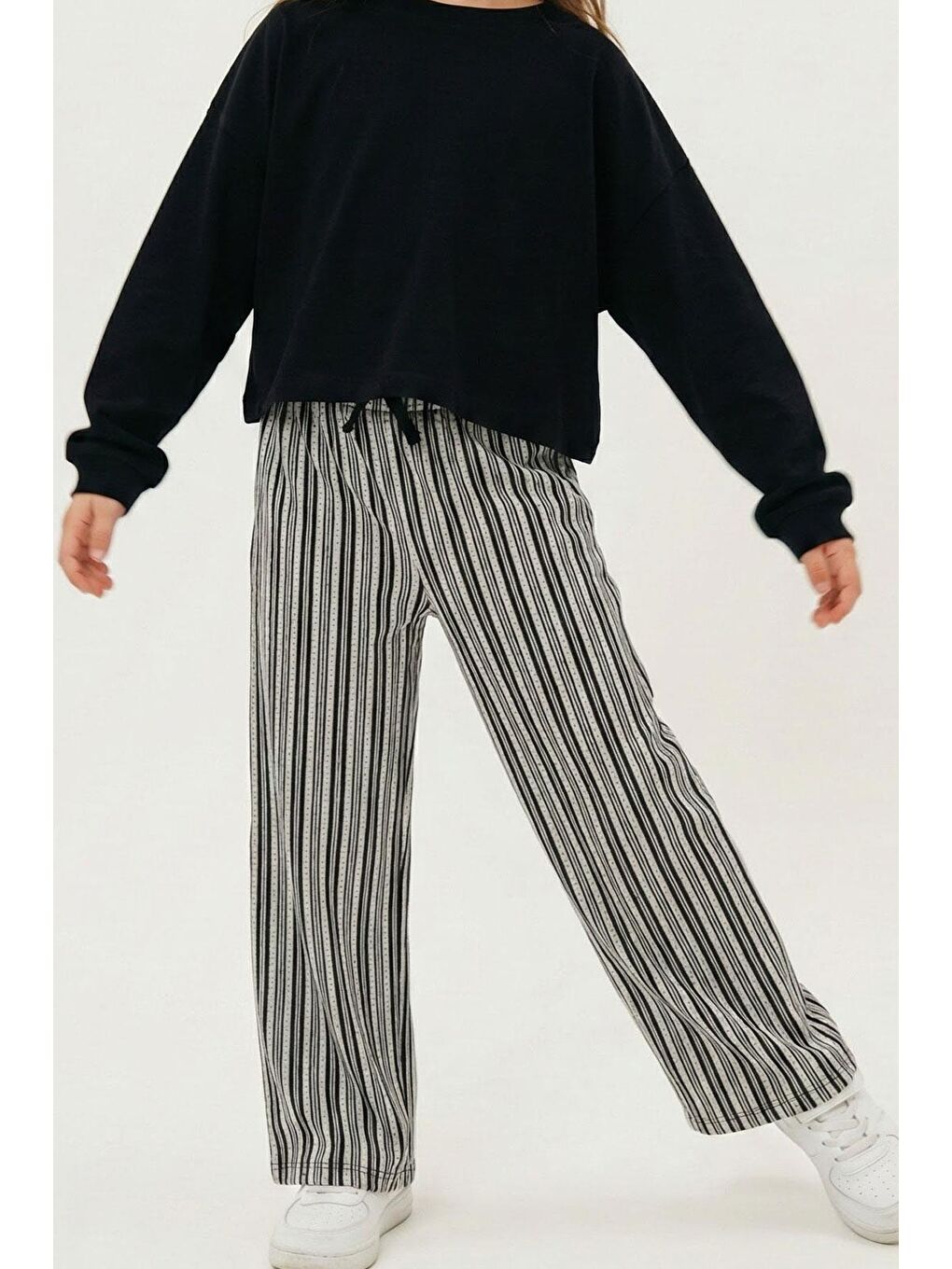 Kız Çocuk Pantolon Fiyonk Aksesuarlı Beli Lastikli Karışık Renk (4-8 Yaş)-1