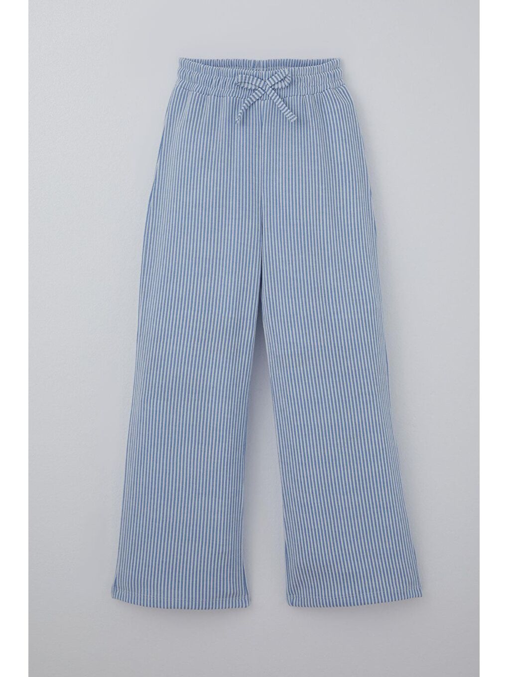 Kız Çocuk Pantolon Çizgili Fiyonk Bağcık Aksesuarlı Beli Lastik Detaylı Karışık Renk (4-8 Yaş)