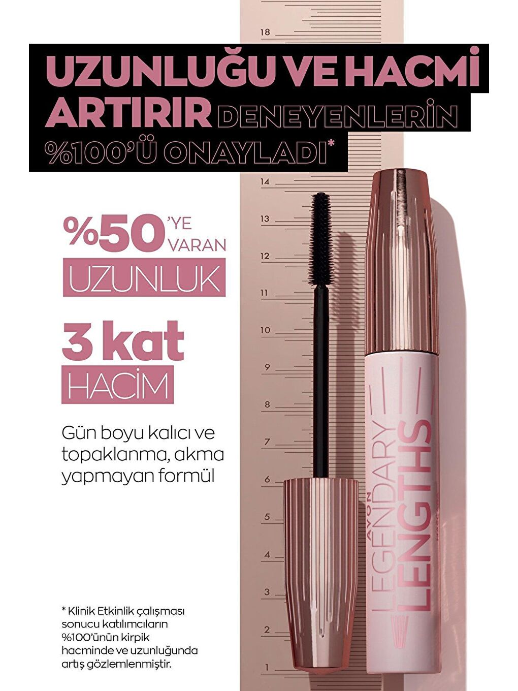 AVON Renksiz Legendary Lengths Hacim ve Uzunluk Veren Siyah Maskara 10 ml - 3