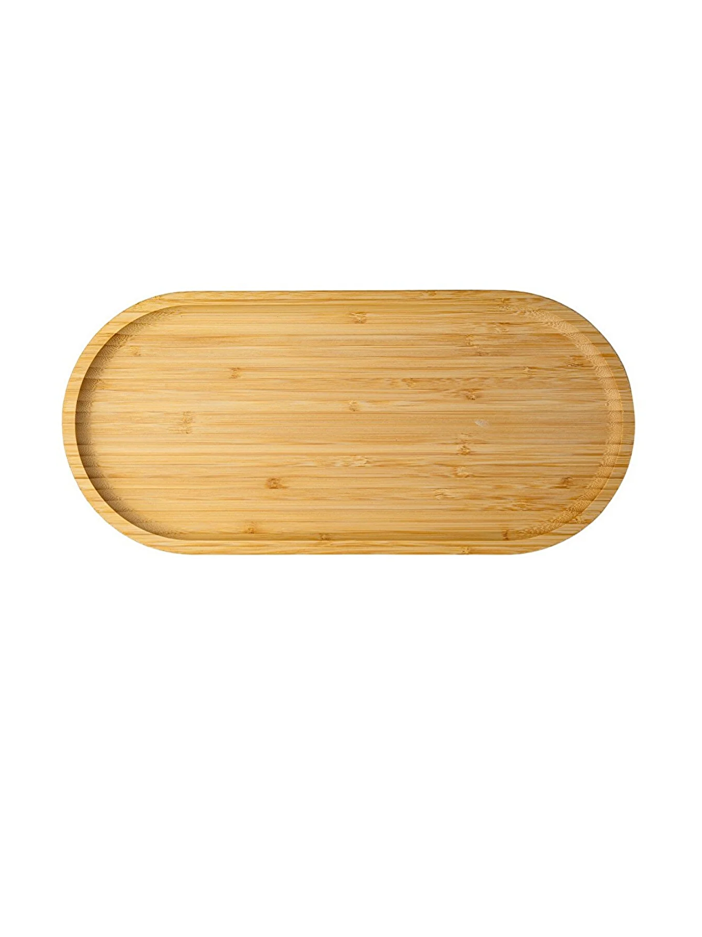 Kitchen Design Lab Açık Kahverengi Bambu Orta Boy Sunum Tabağı Yuvarlak Kenarlı Sunum Tepsisi 35 Cm 1 Adet - 1