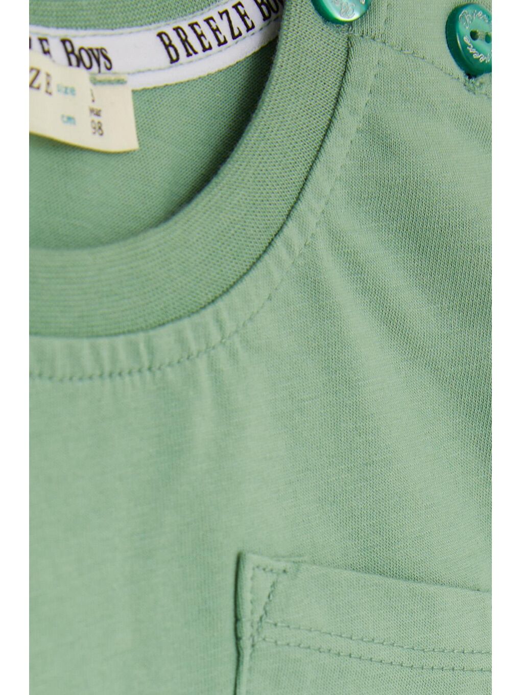 Turkuaz Erkek Bebek Tişört Cepli Kolları Düğme Aksesuarlı Mint Yeşili (9 Ay-3 Yaş)-2