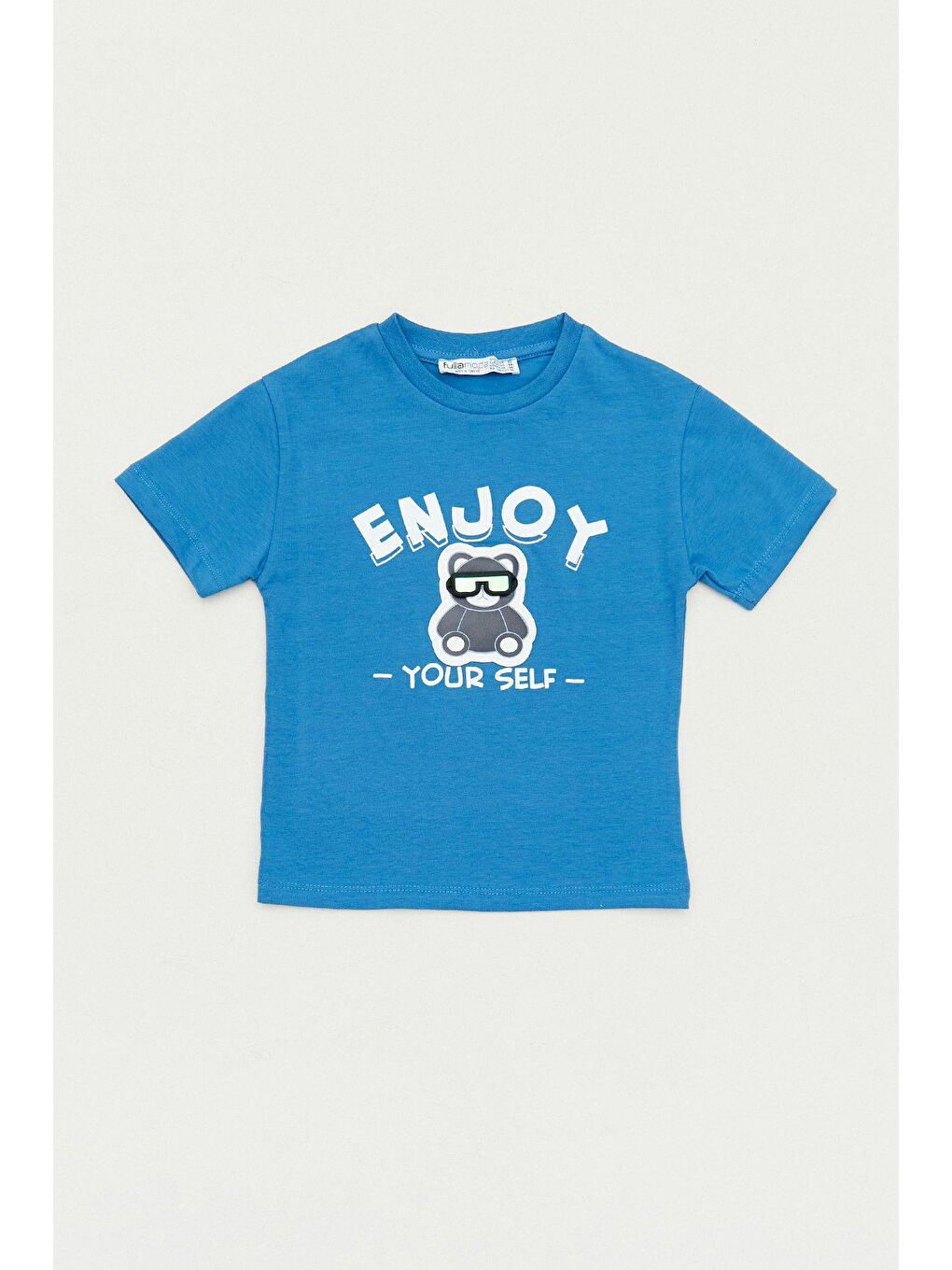 İndigo Baskılı Bisiklet Yaka Erkek Çocuk Tişört