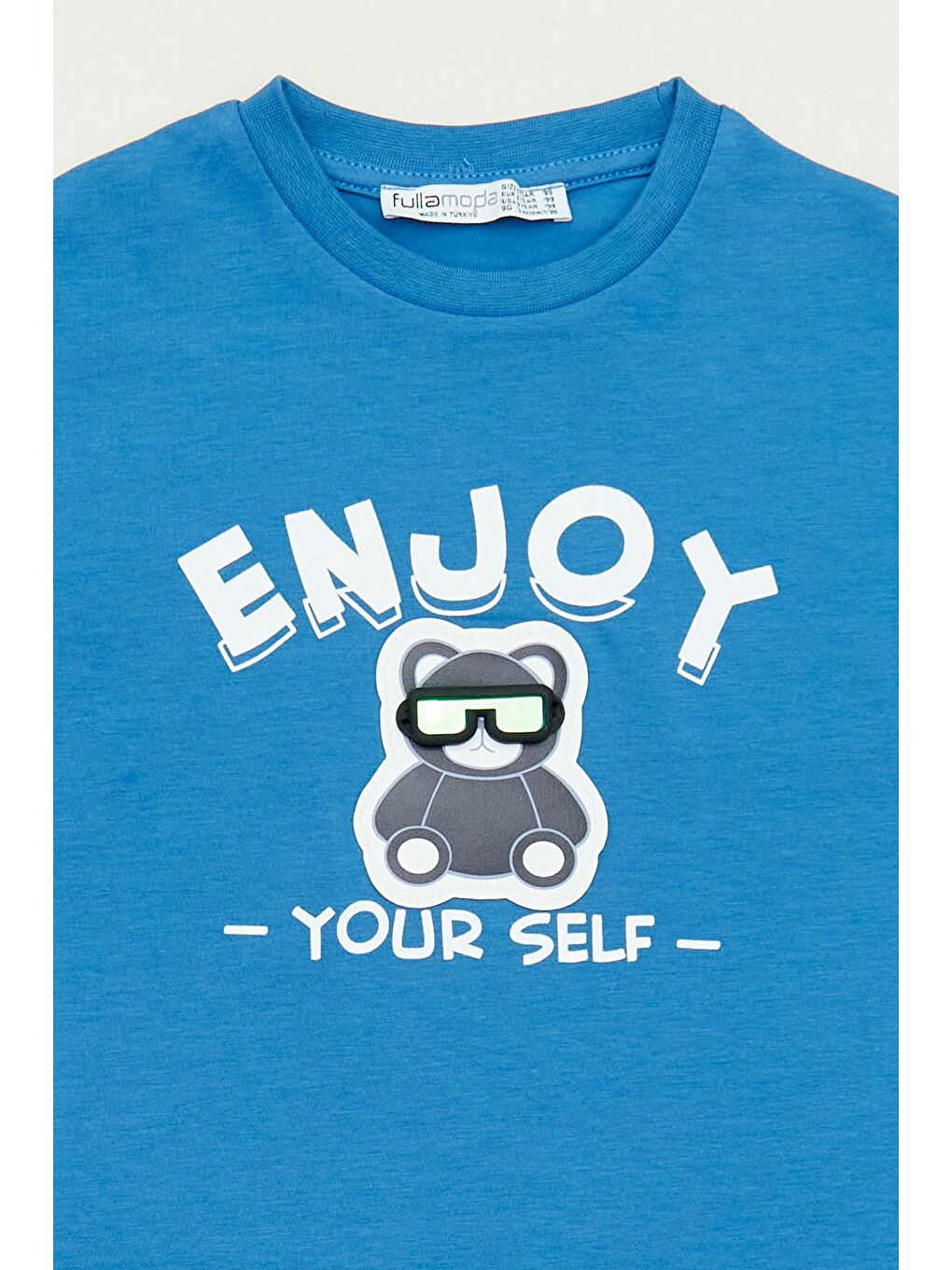 İndigo Baskılı Bisiklet Yaka Erkek Çocuk Tişört-2