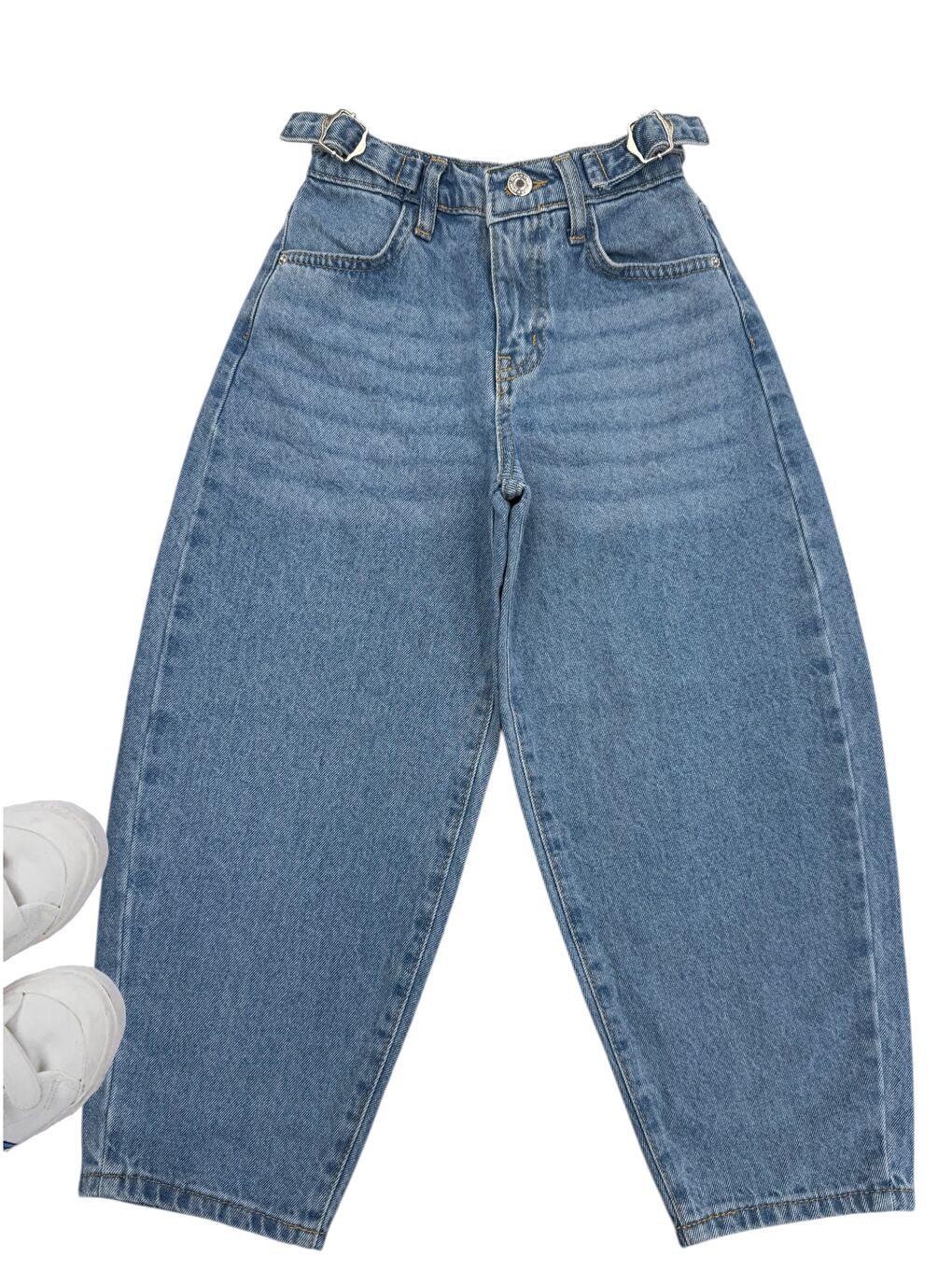 Kiz Çoçuk Açik Mavi Renk Wide Leg Jean Pantolon