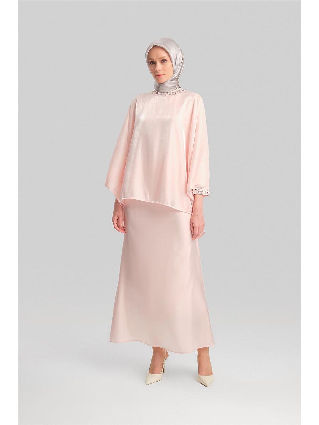 Pembe İşleme Detaylı Takım 24Y6833 Pudra-2