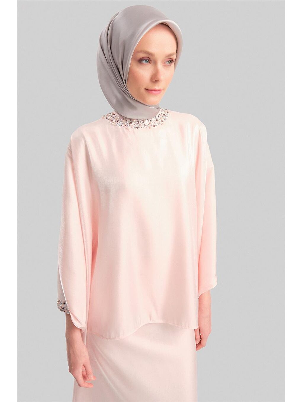 Pembe İşleme Detaylı Takım 24Y6833 Pudra-3