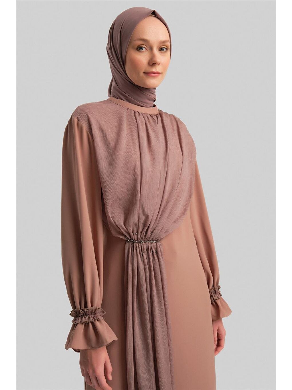 Bej Şifon Ve İşlemeli Takım 24Y6841 Vizon-3