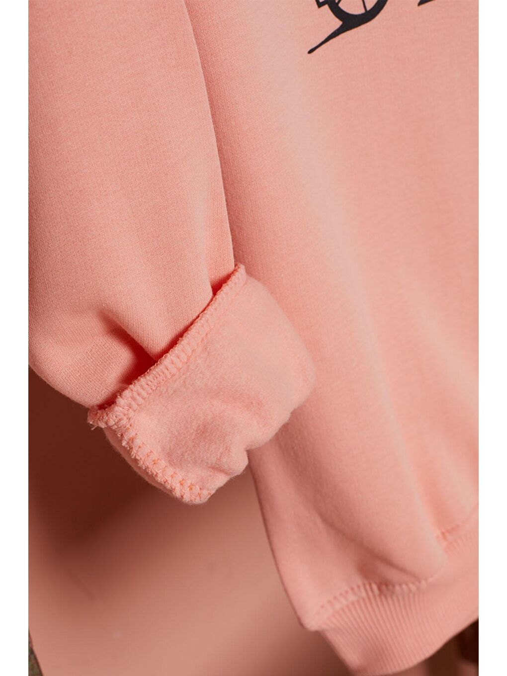 Pembe Somon Çiçekli Tavşan Baskılı Kız Çocuk Sweatshirt 17278-4