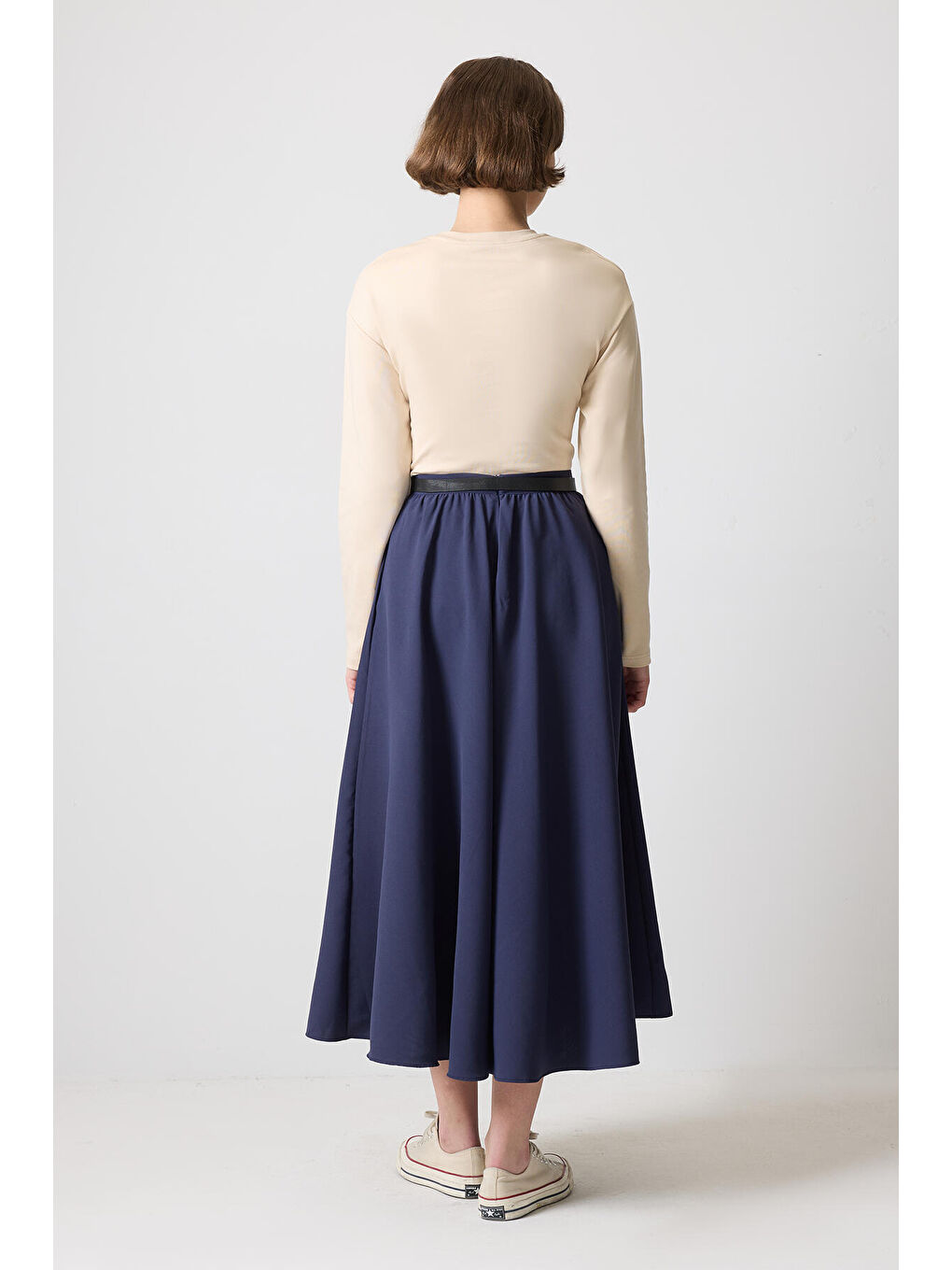 Bej %100 Pamuklu Uzun Kollu T-Shırt-3