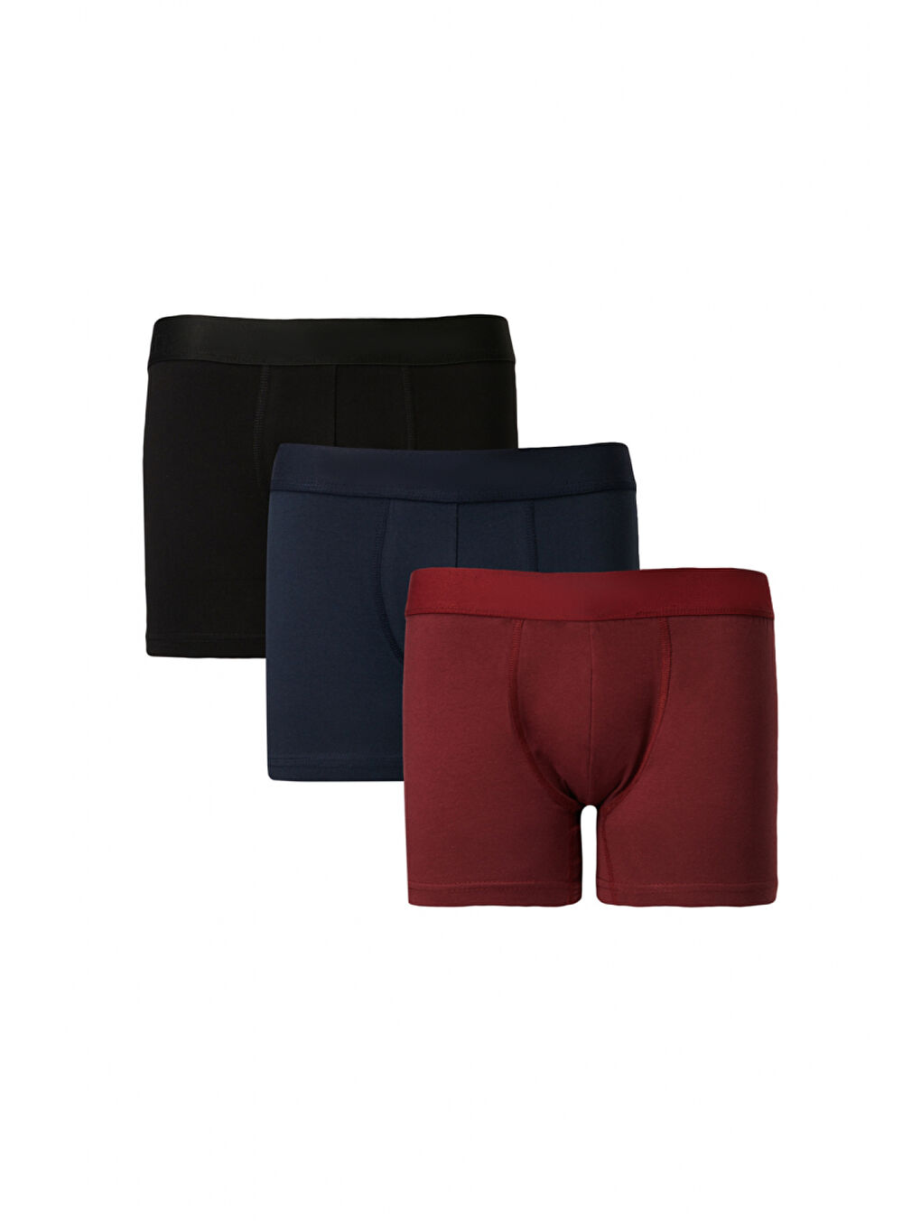 Erkek Bordo-Lacivert 3lü Boxer Paketi