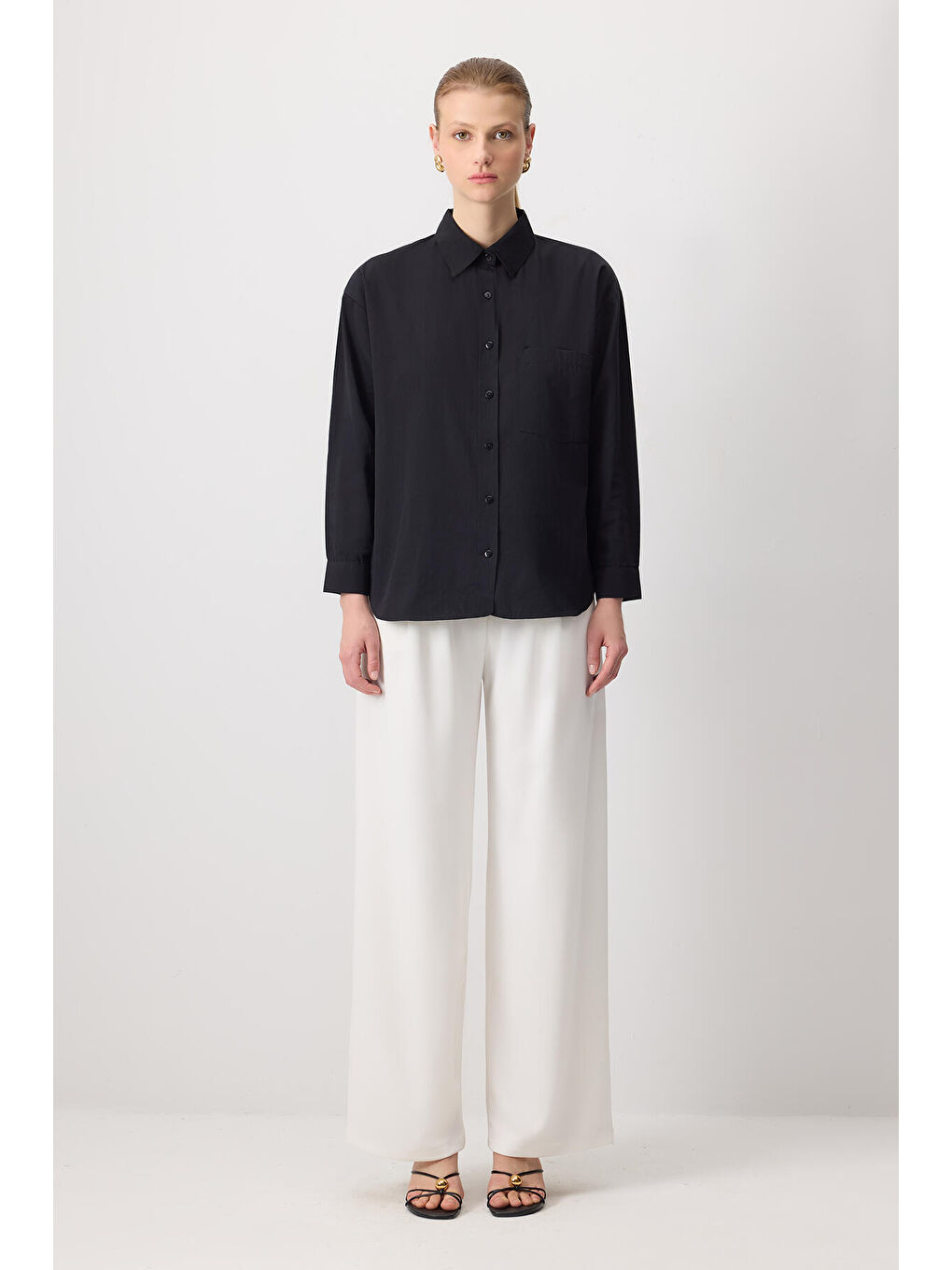 Siyah Tek Cepli Oversıze Gömlek