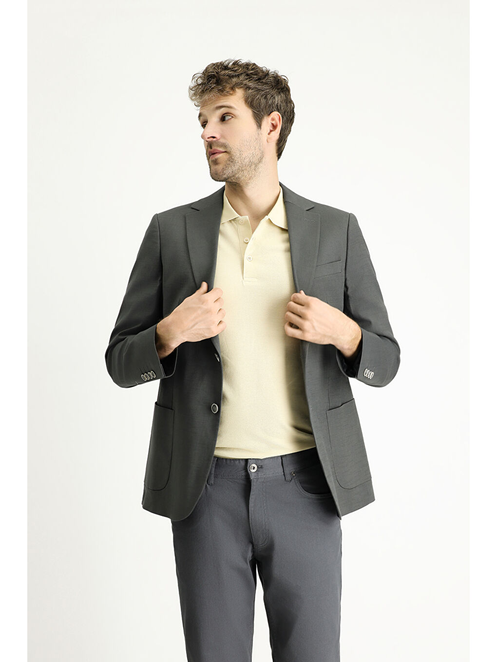 Gri Regular Fit Pamuklu Spor Ceket