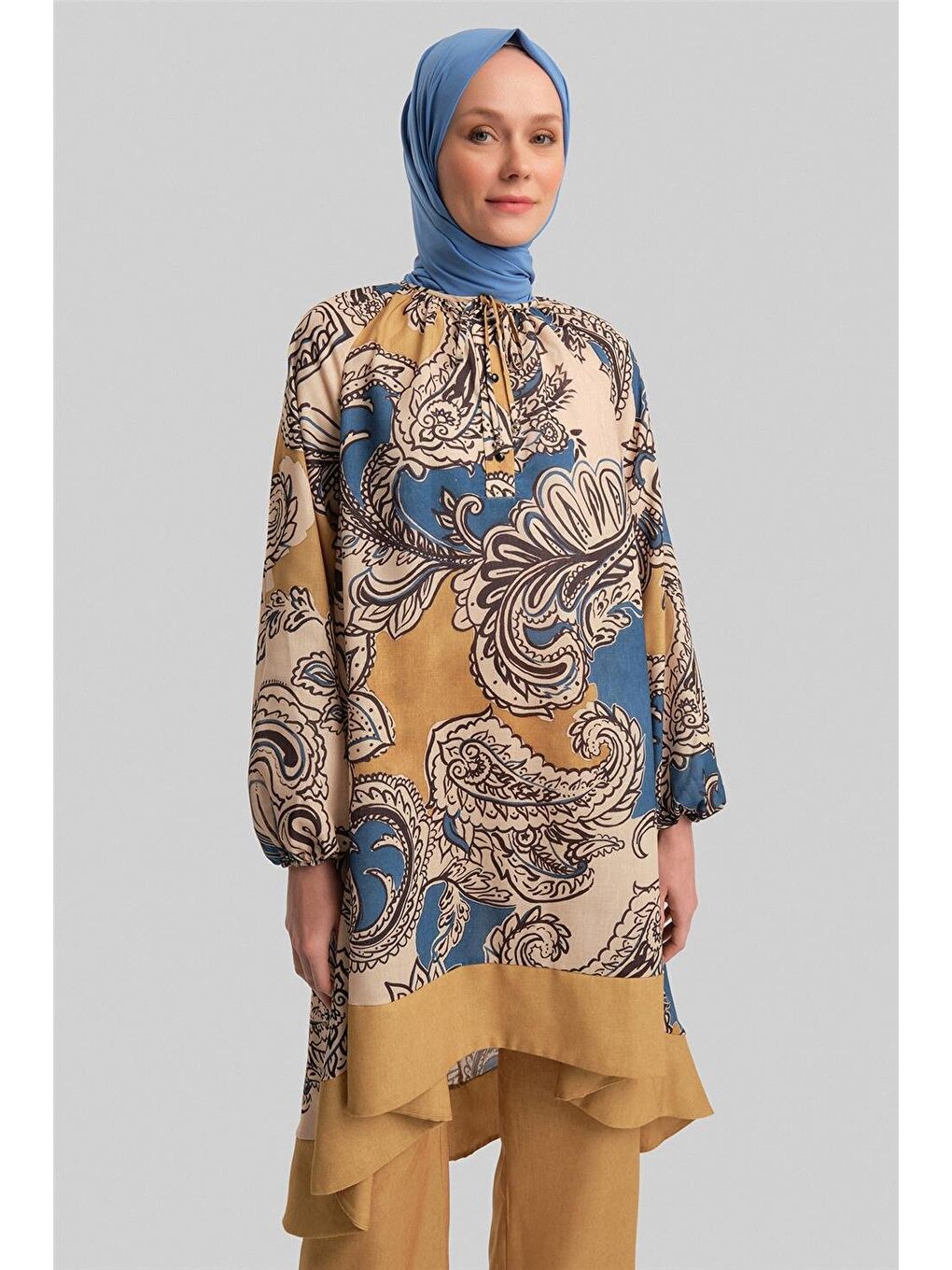 Sarı Pantolonlu Desenli Takım 24Y6834 Safran-2