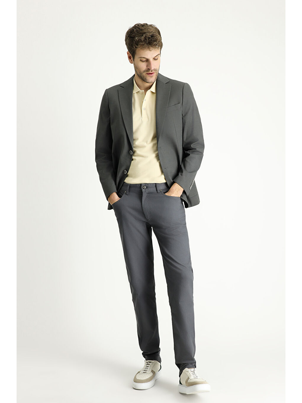 Gri Regular Fit Pamuklu Spor Ceket-1