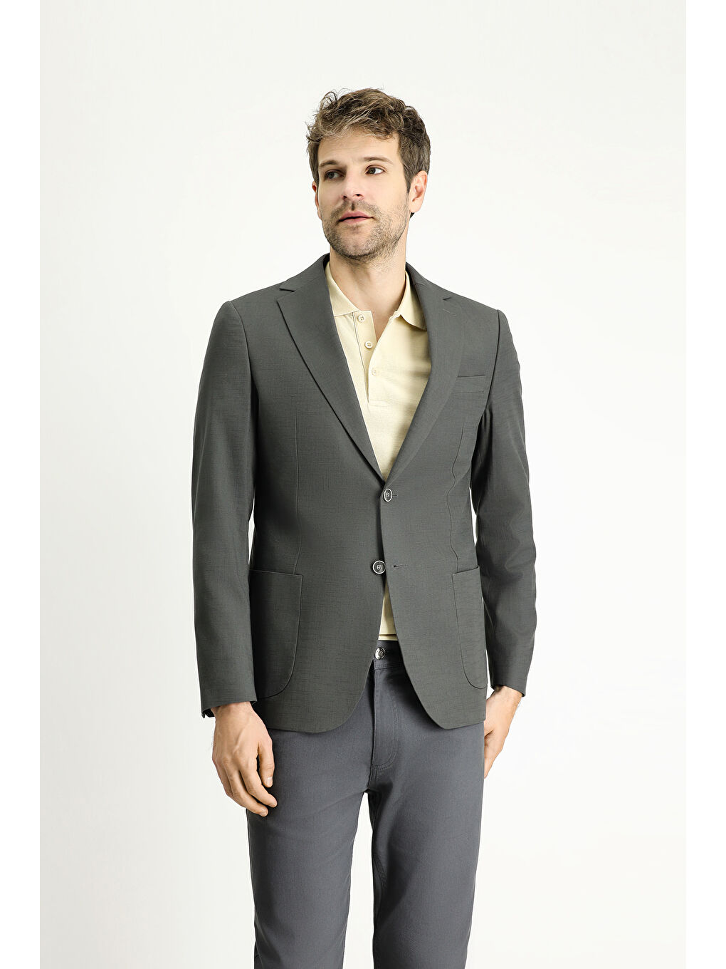 Gri Regular Fit Pamuklu Spor Ceket-2