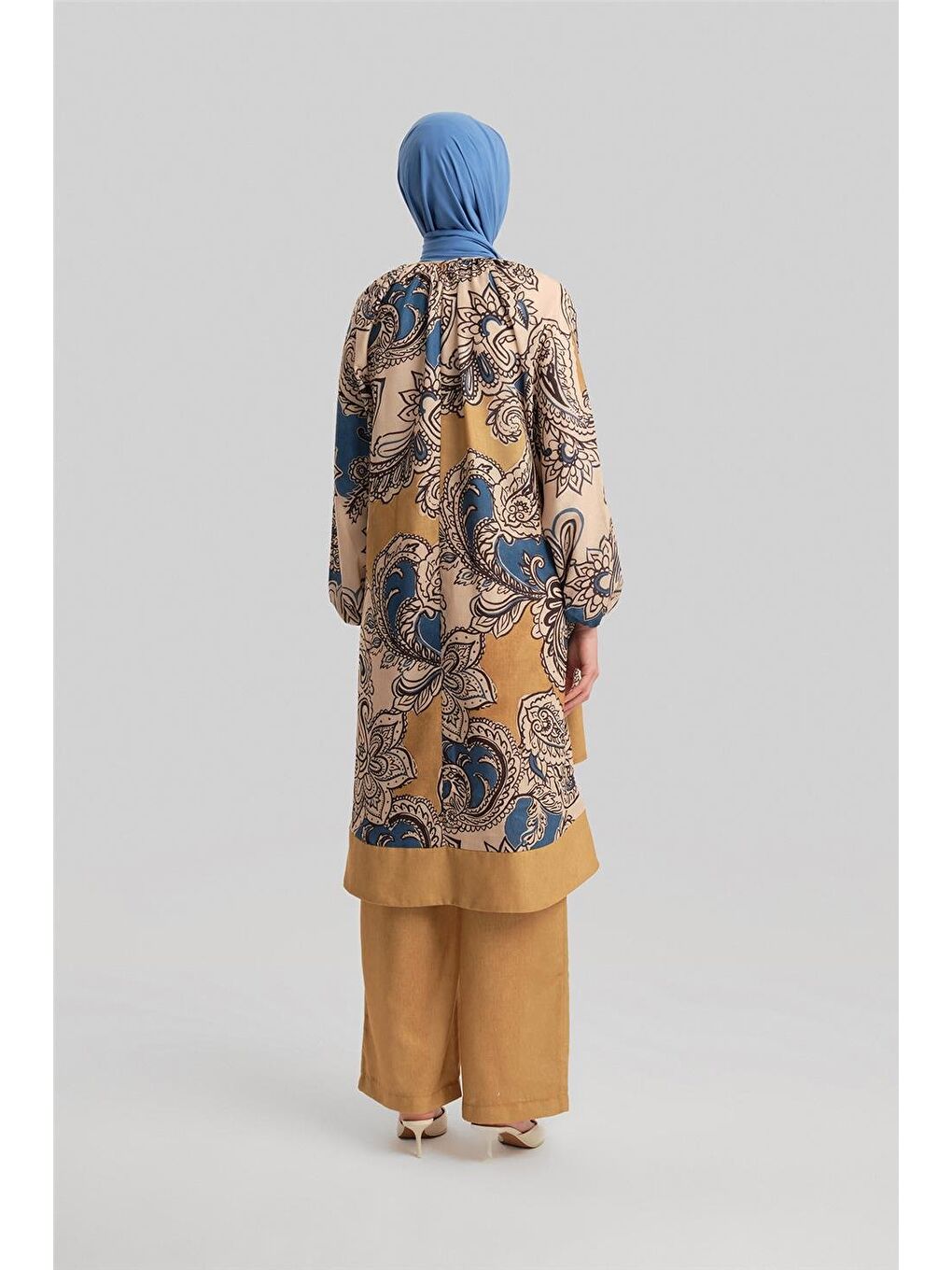 Sarı Pantolonlu Desenli Takım 24Y6834 Safran-5