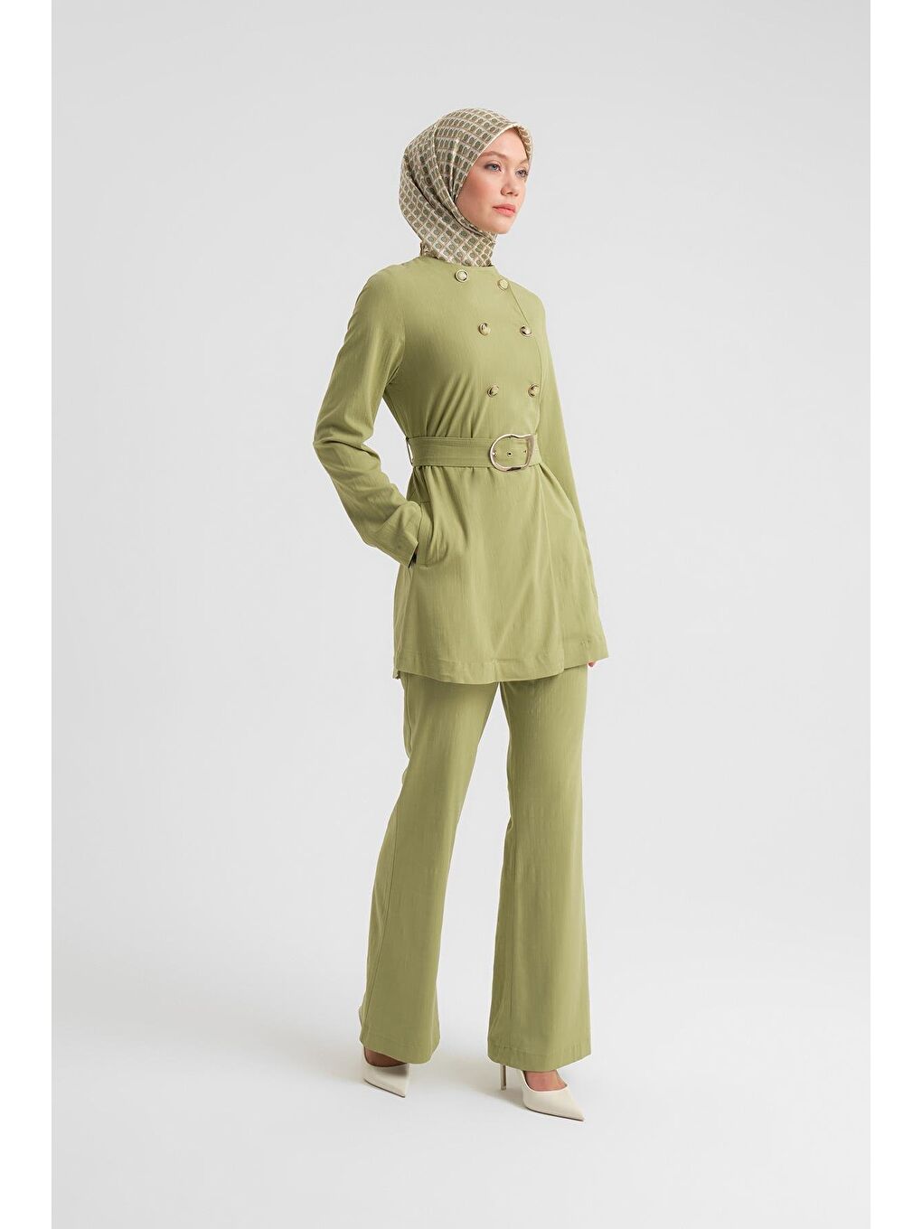 Ceketi Kruvaze Pantolonlu Takım 24Y6803 Yeşil-1