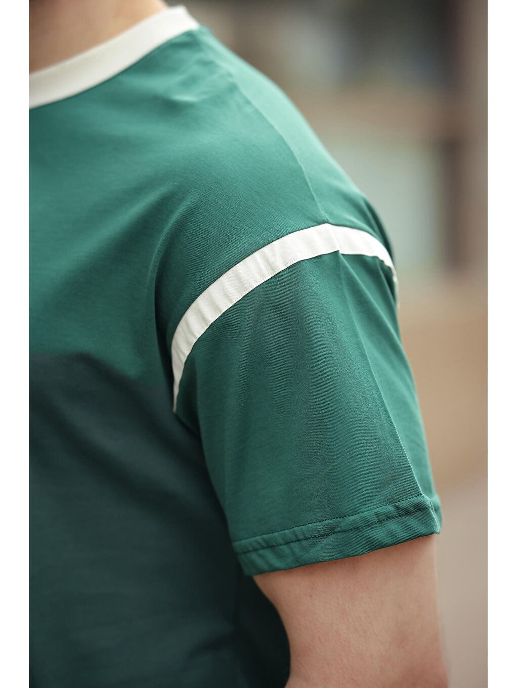 Koyu Yeşil Bisiklet Yaka Regular Fit Erkek Tişört E7126-2