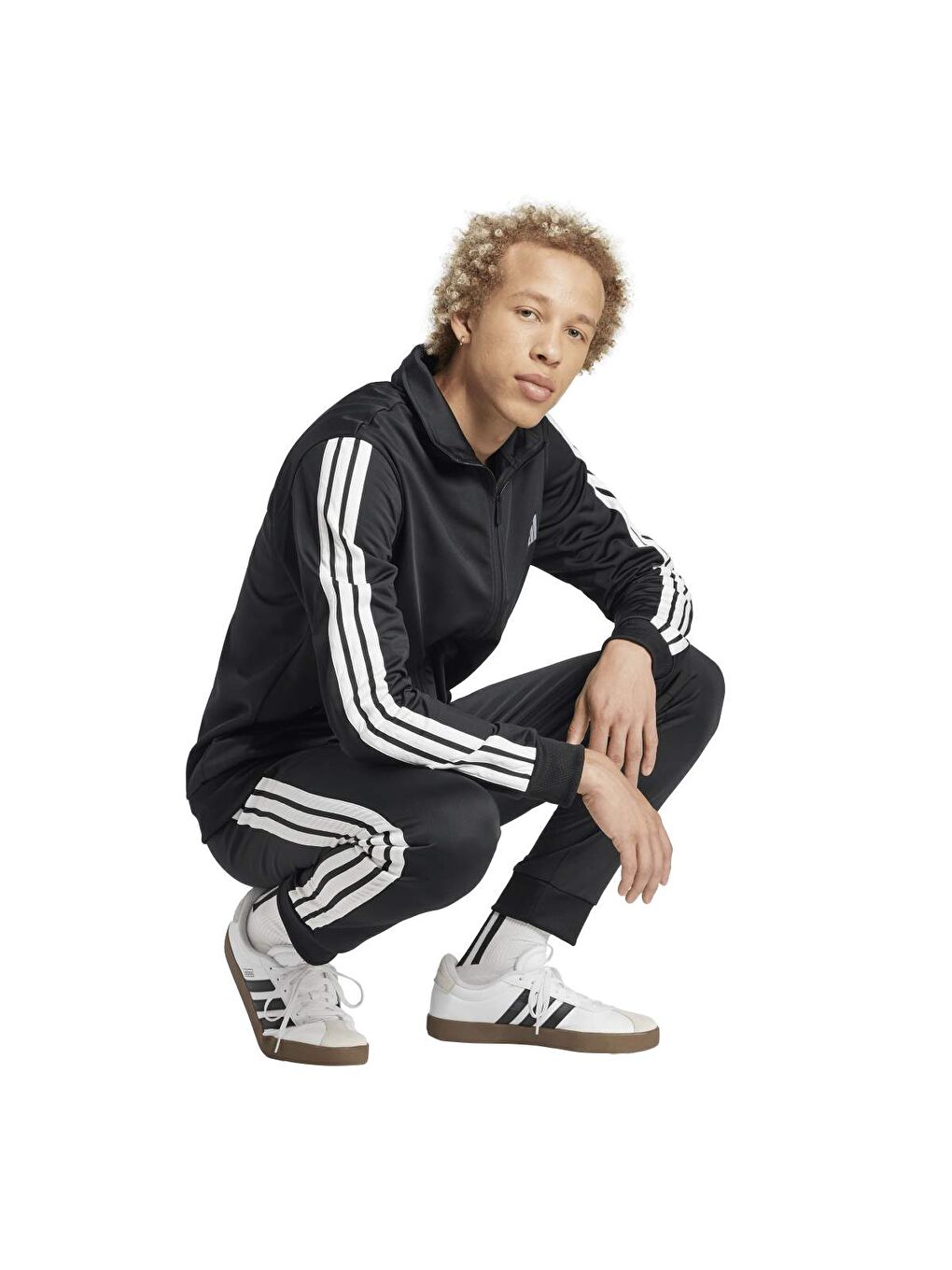 Adidas 3 Stripes Traning Tt Ts Erkek Siyah Eşofman Takımı - 4