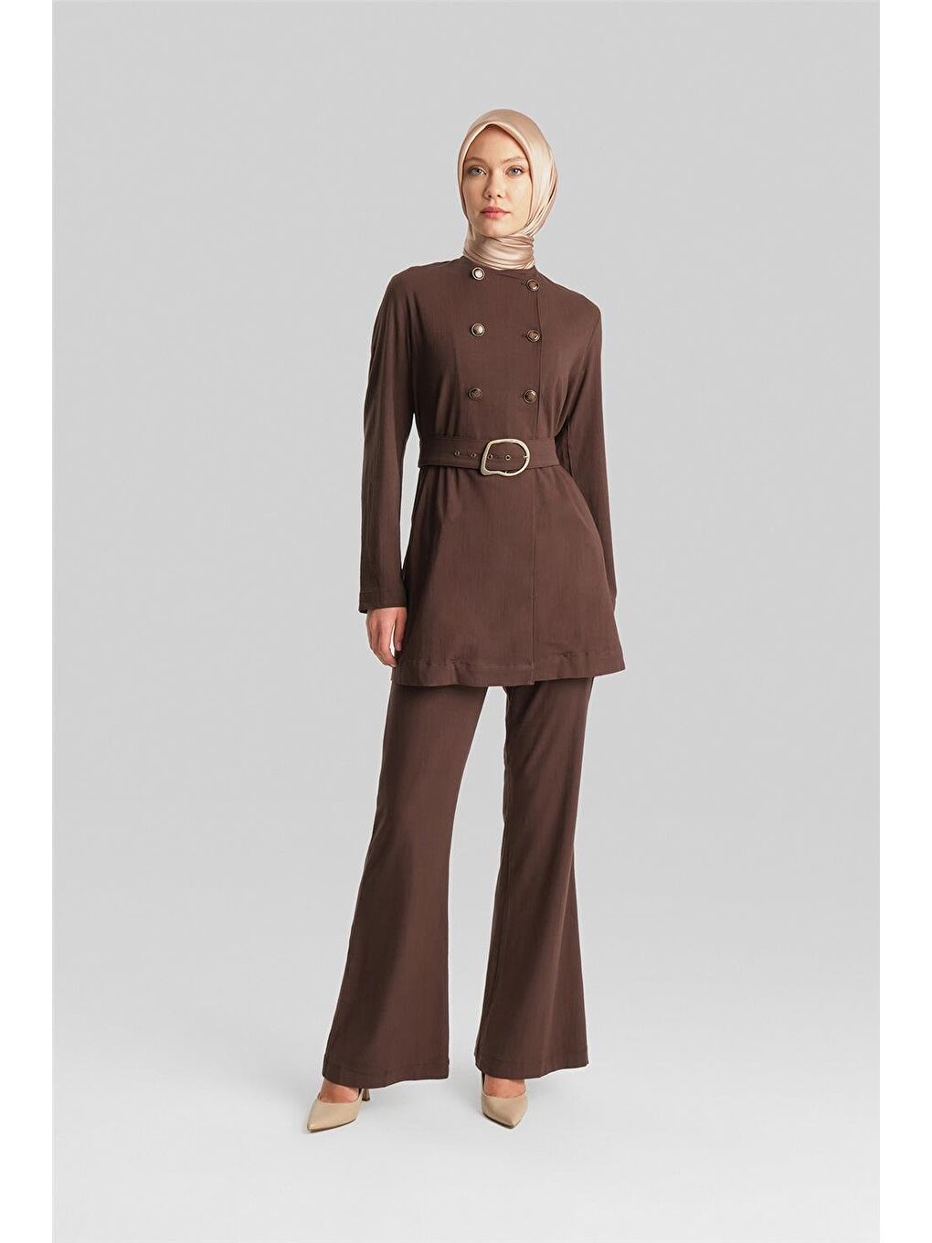 Kahverengi Ceketi Kruvaze Pantolonlu Takım 24Y6803 Acı Kahve-2