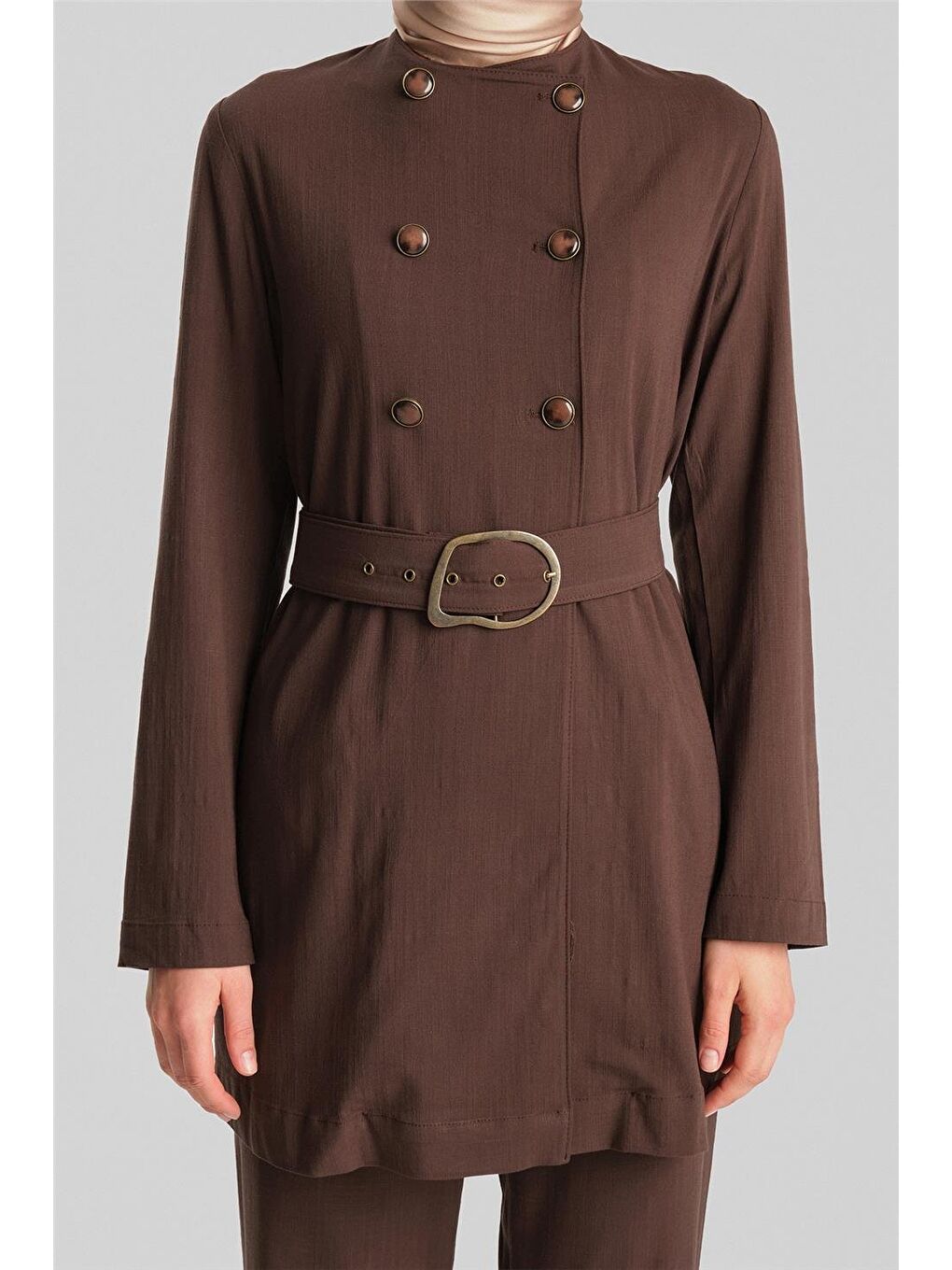 Kahverengi Ceketi Kruvaze Pantolonlu Takım 24Y6803 Acı Kahve-4