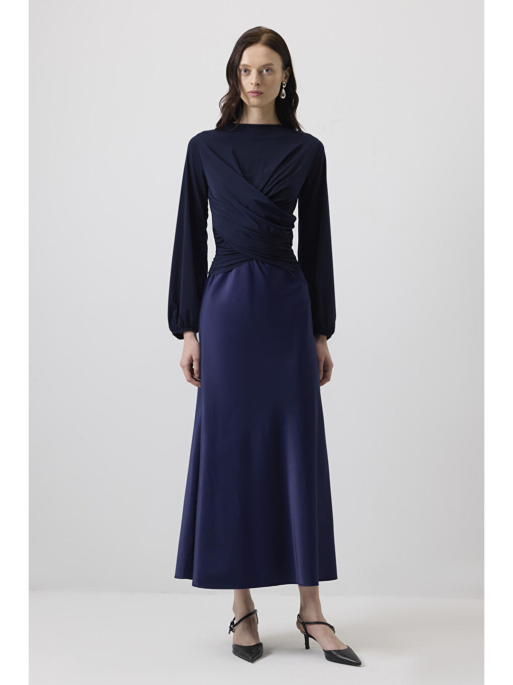 Lacivert Drapeli Bluz-1