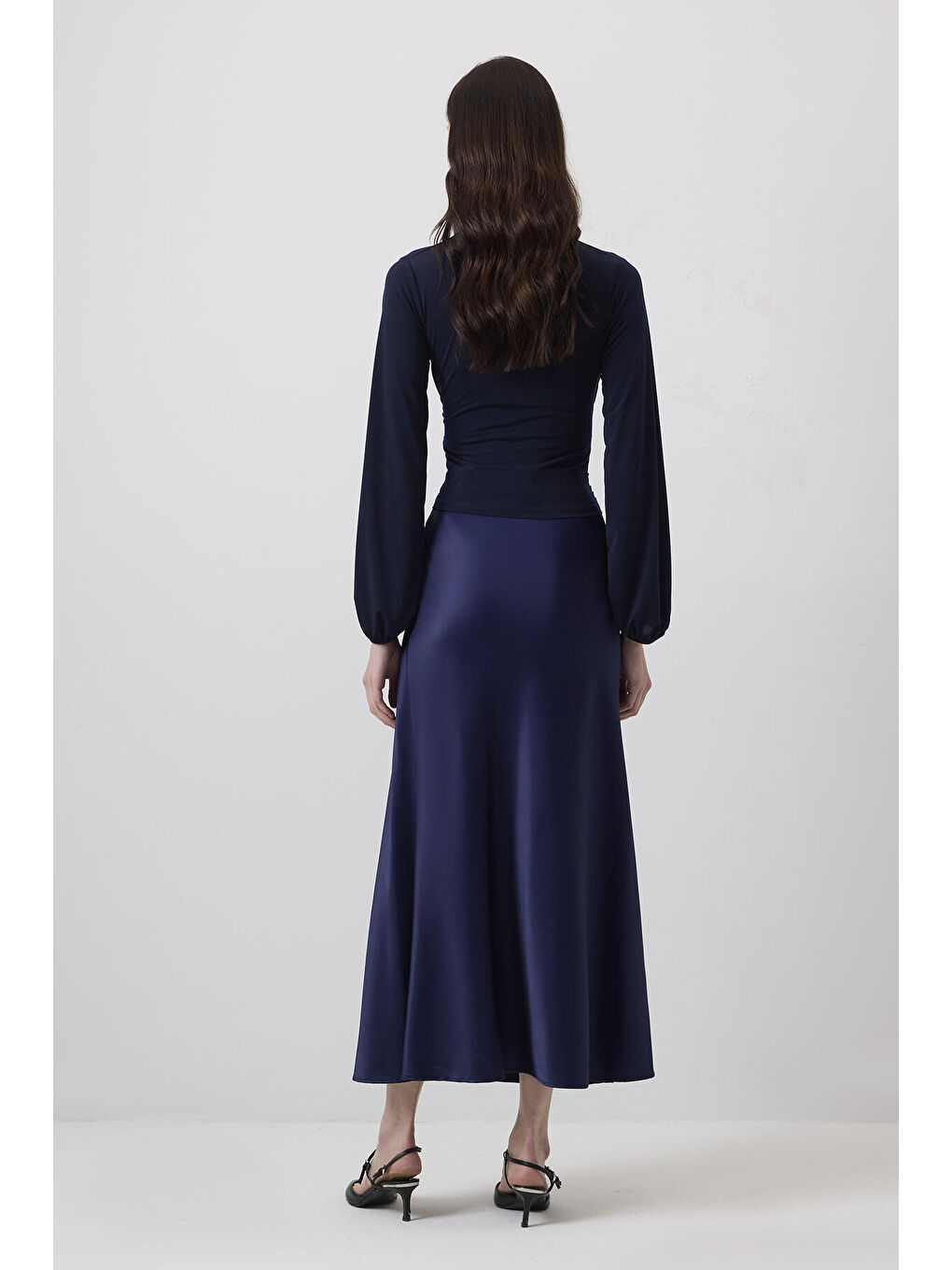 Lacivert Drapeli Bluz-3