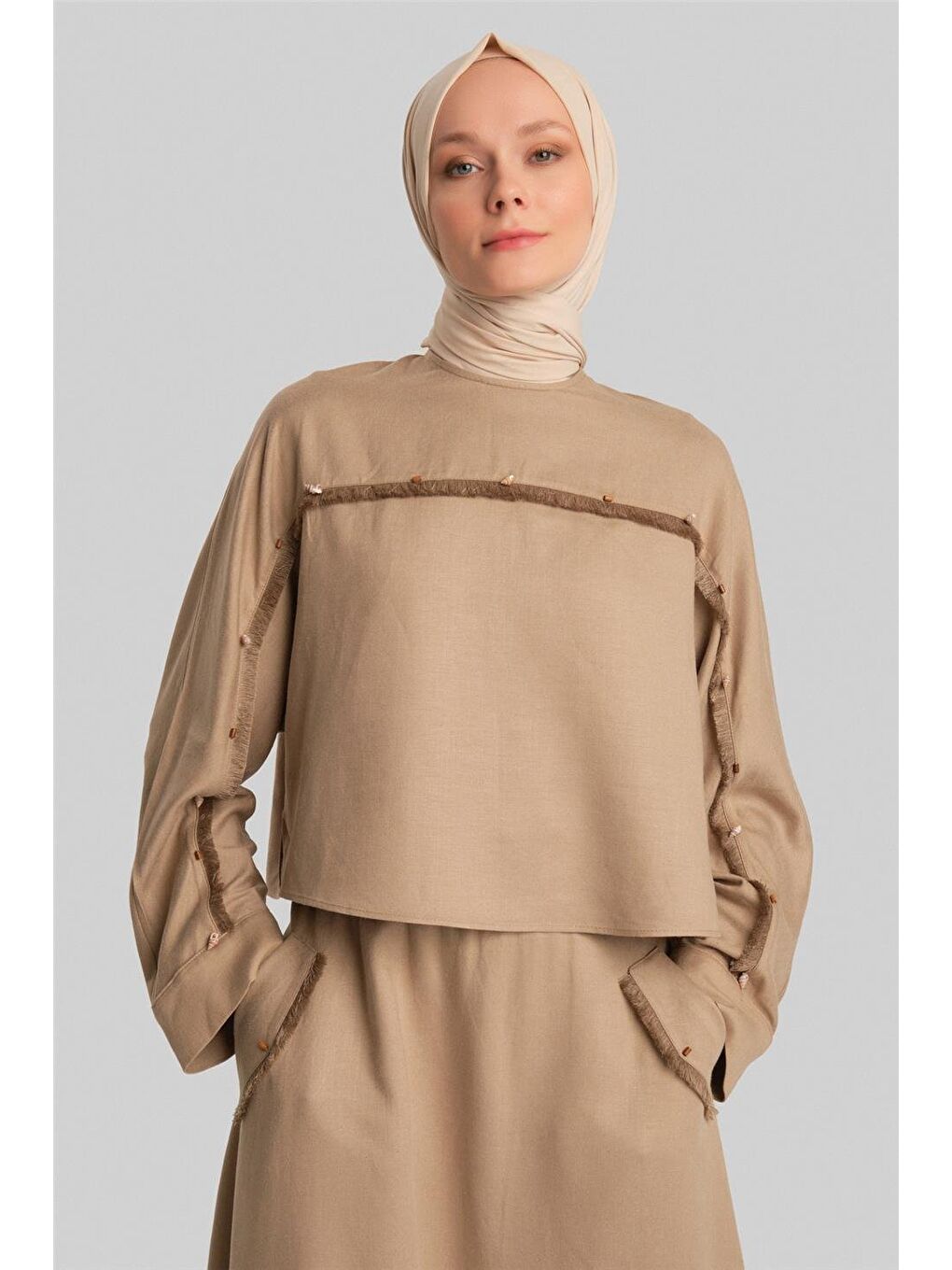 Deniz Kabuklu Viskon Takım 24Y6824 Bej-2