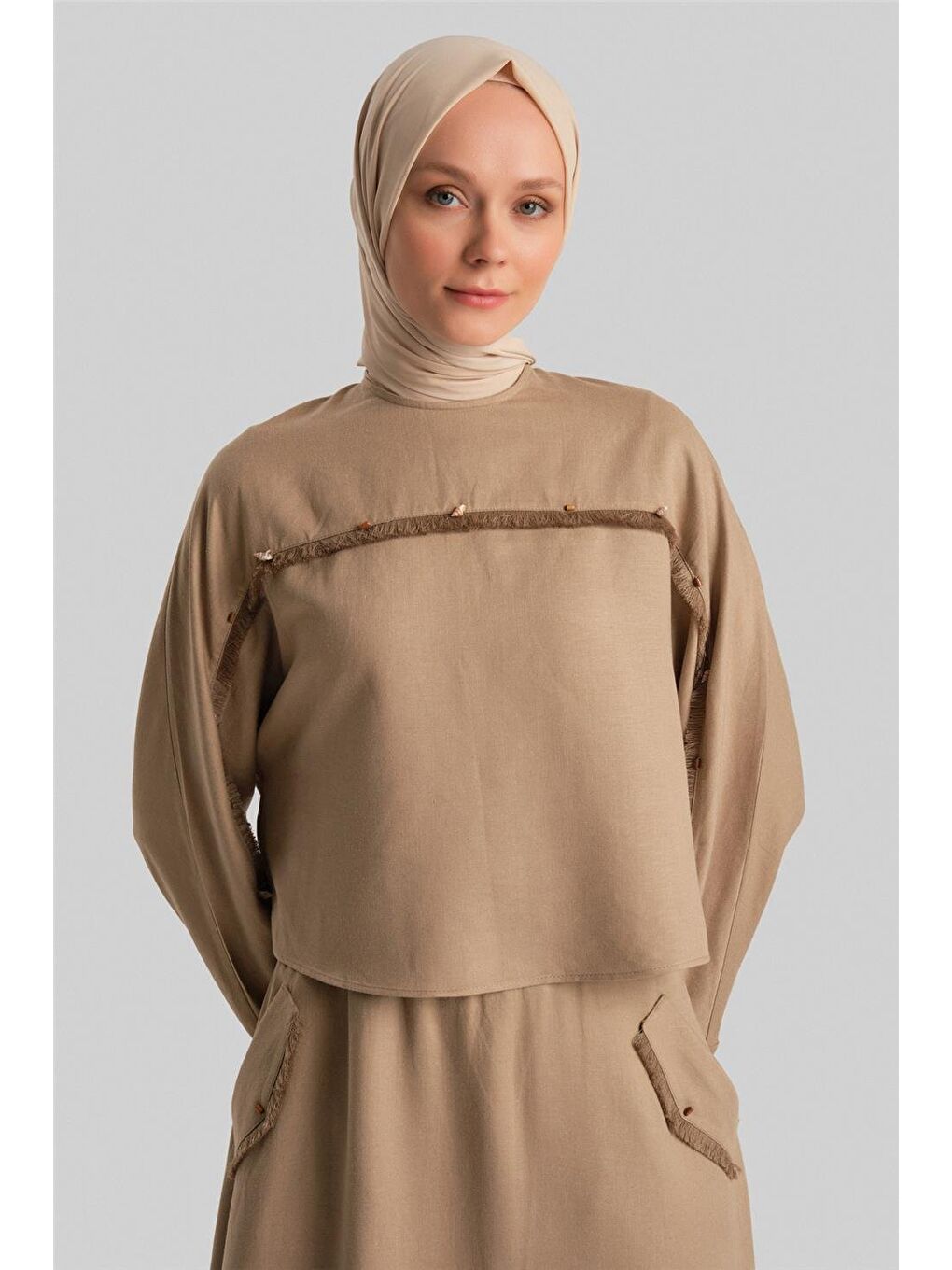 Deniz Kabuklu Viskon Takım 24Y6824 Bej-3