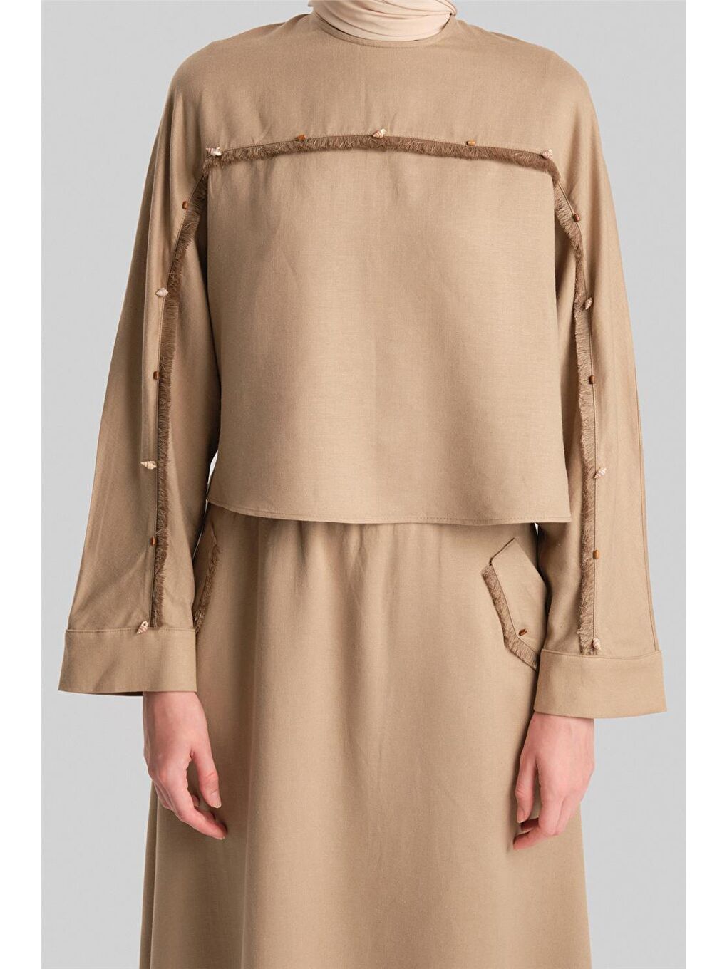 Deniz Kabuklu Viskon Takım 24Y6824 Bej-4