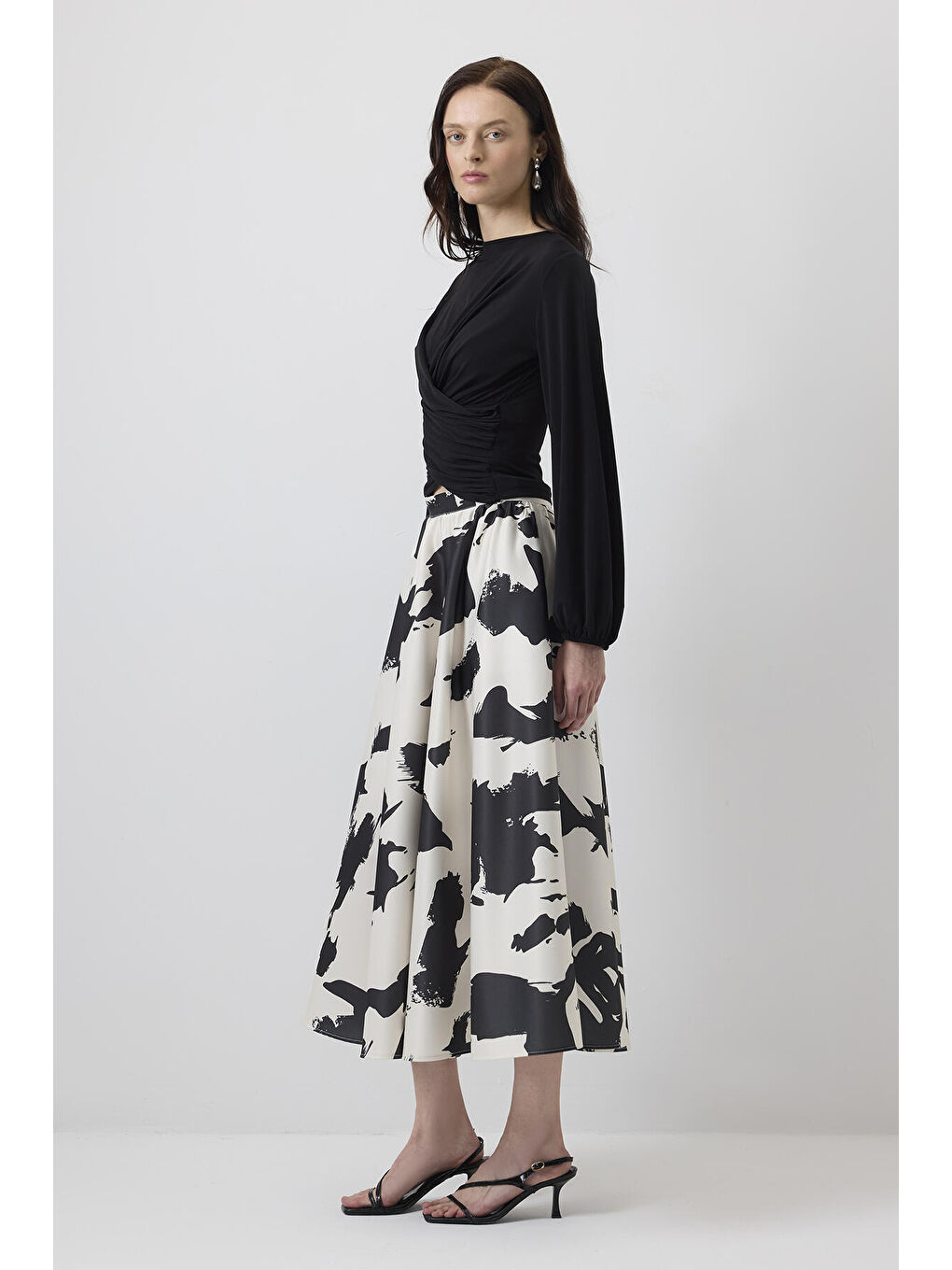 Siyah Drapeli Bluz-2