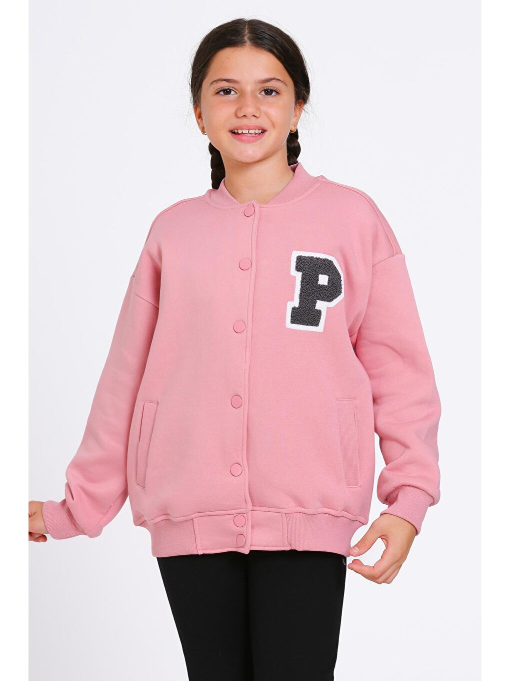 Kırmızı Kız Çocuk Pudra Vernichten Nakışlı Kolej Ceket