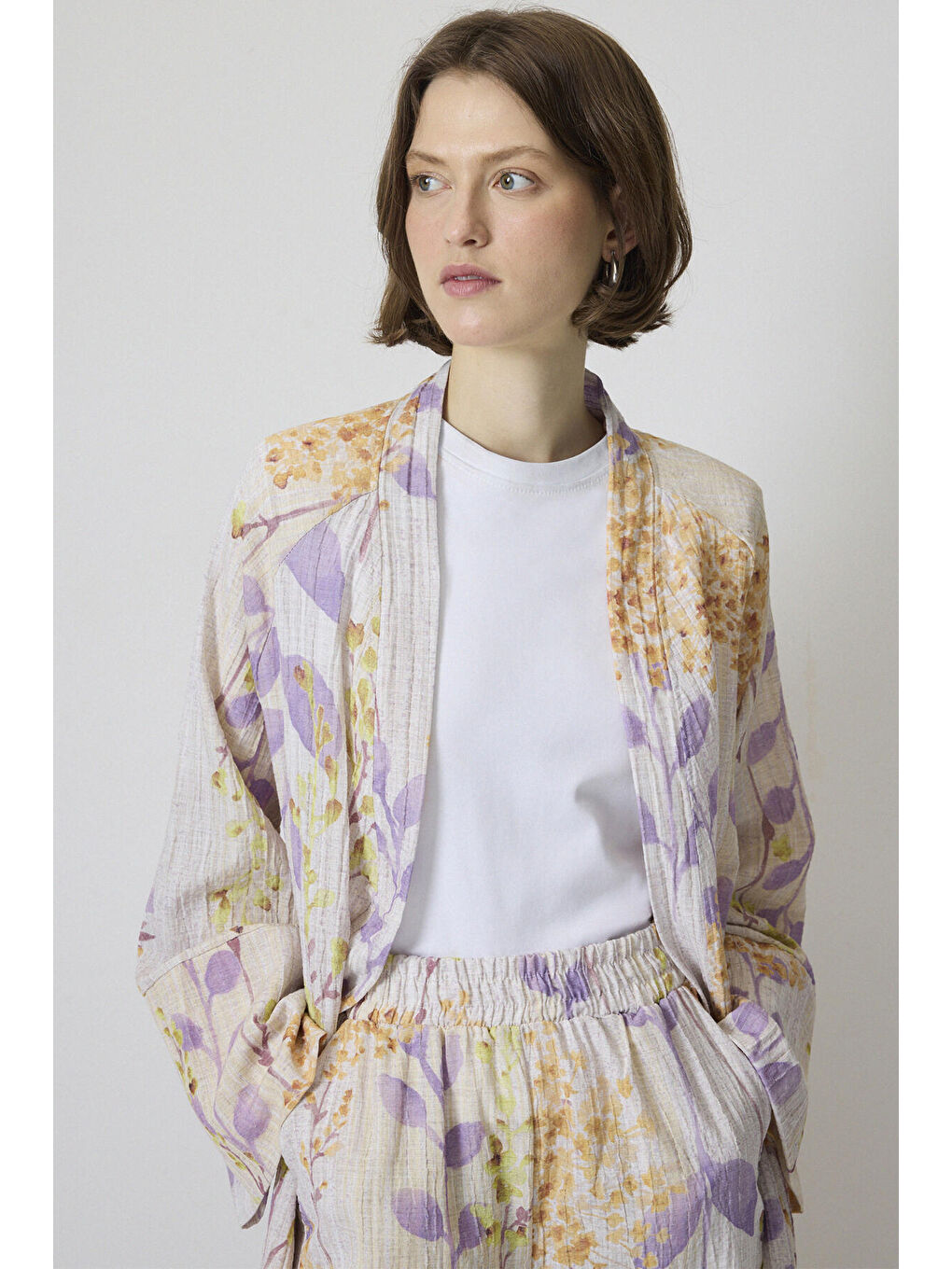 Siyah Desenli Kimono Pantolon Takım-3