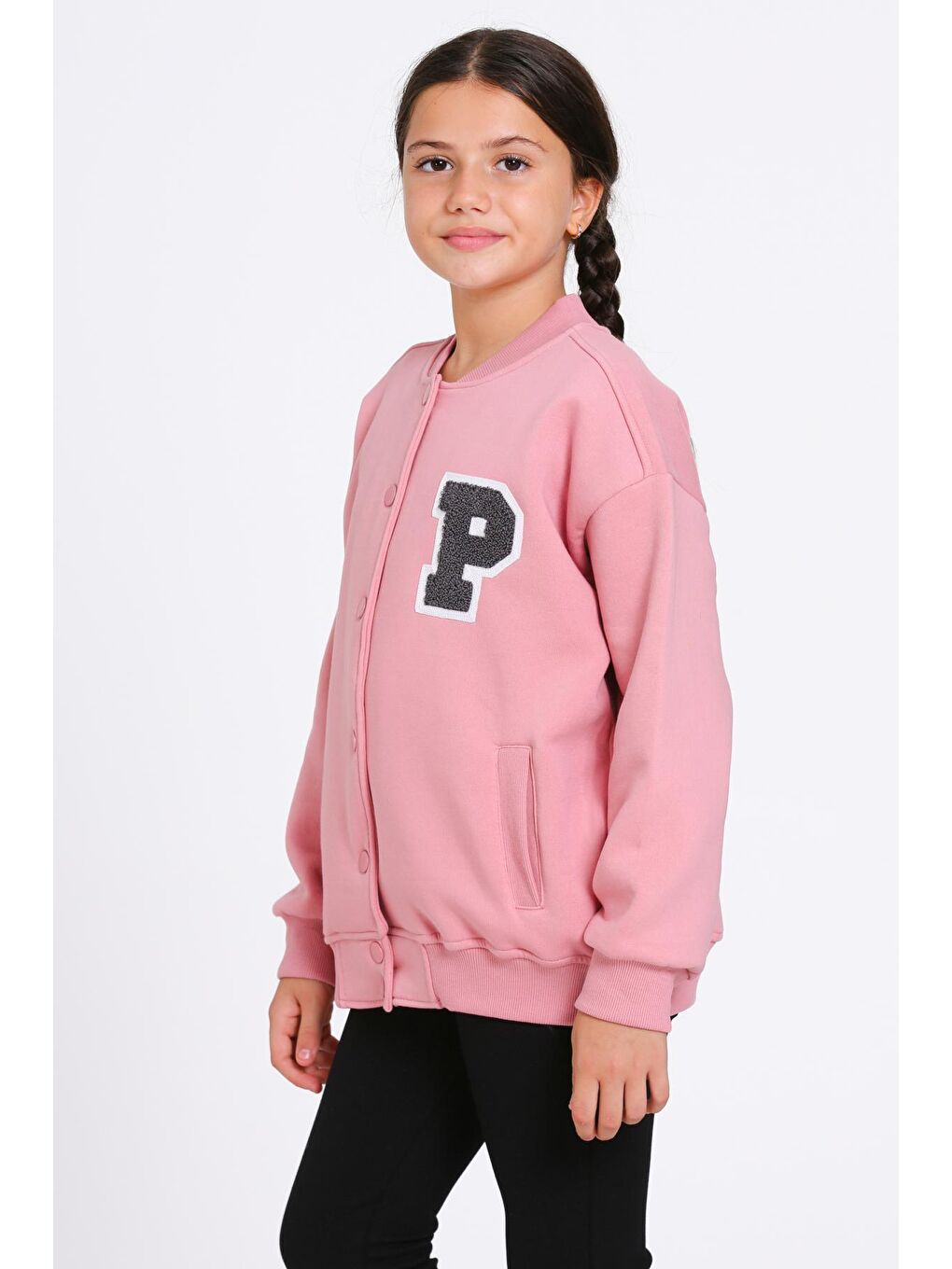 Kırmızı Kız Çocuk Pudra Vernichten Nakışlı Kolej Ceket-2