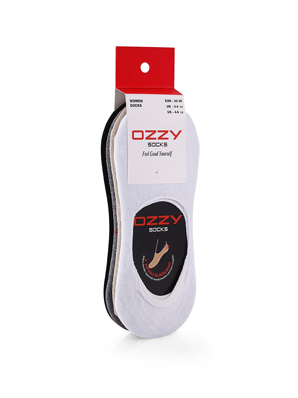 OZZY SOCKS Beyaz-Siyah-Gri Melanj 12 Çift Unisex Dikişsiz Babet