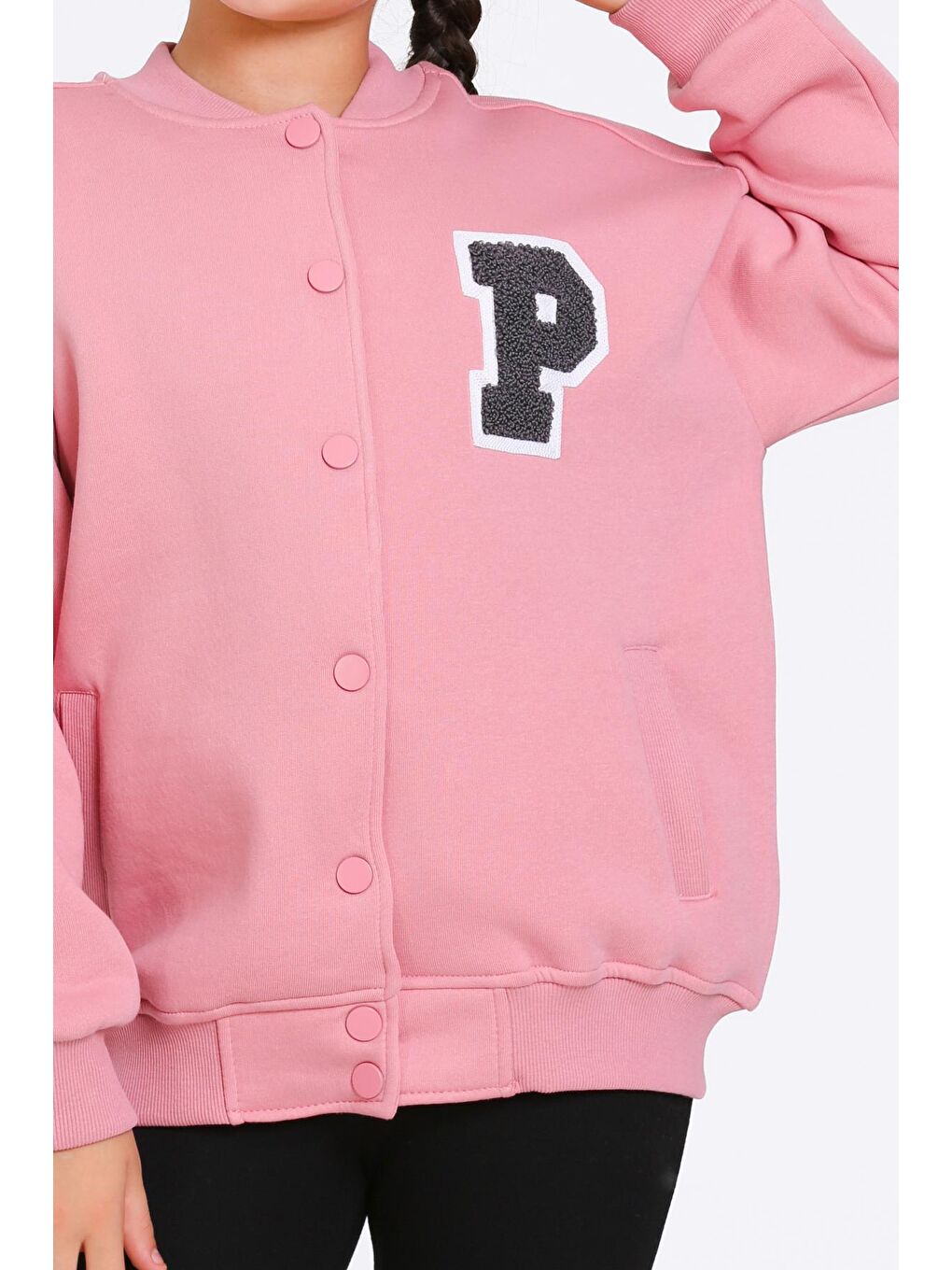 Kırmızı Kız Çocuk Pudra Vernichten Nakışlı Kolej Ceket-3