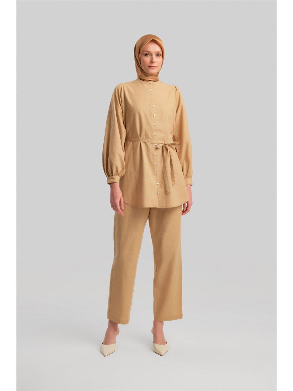 Brit Düğmeli Takım 24Y6826 Bej-1