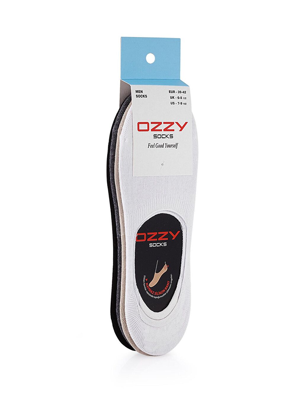 OZZY SOCKS Beyaz-Siyah-Gri Melanj 12 Çift Unisex Dikişsiz Babet - 1