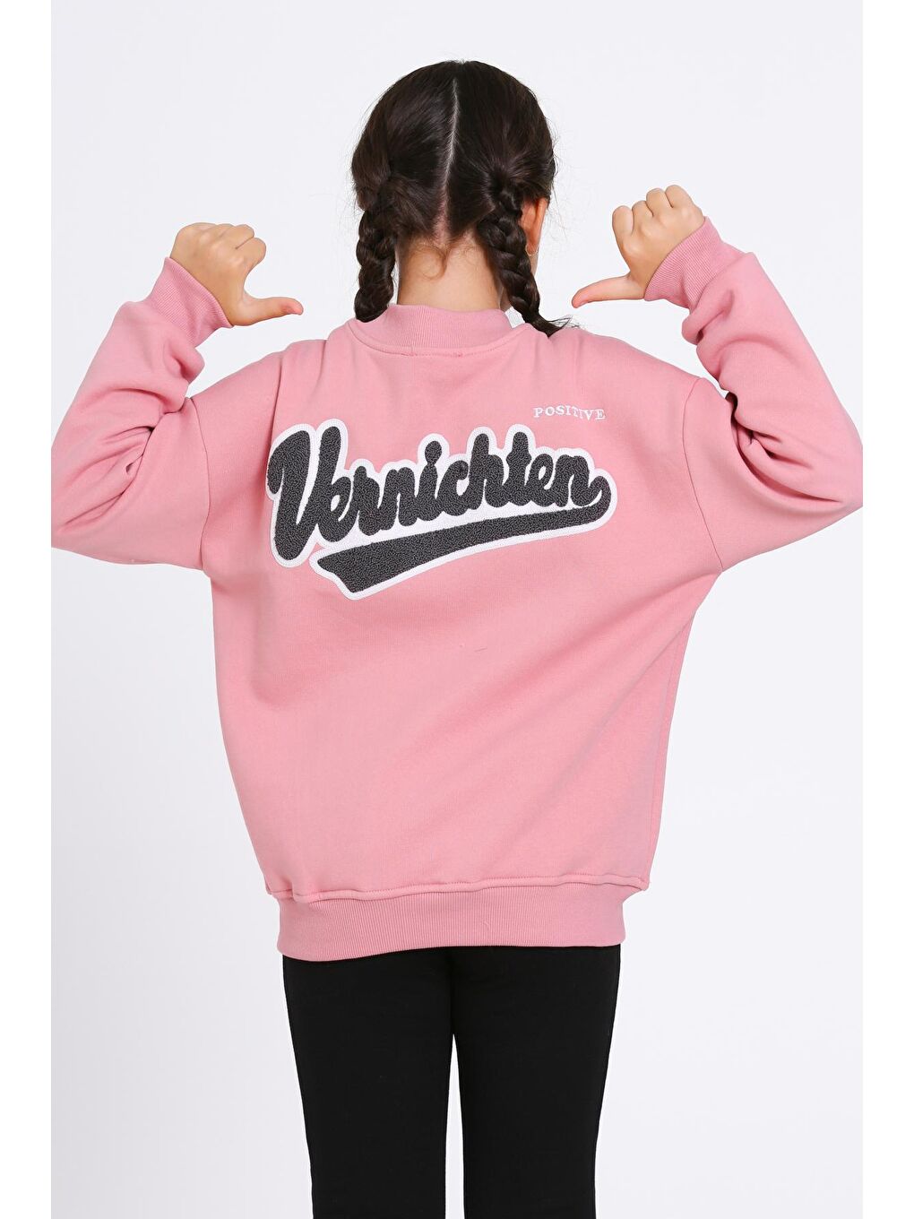 Kırmızı Kız Çocuk Pudra Vernichten Nakışlı Kolej Ceket-4