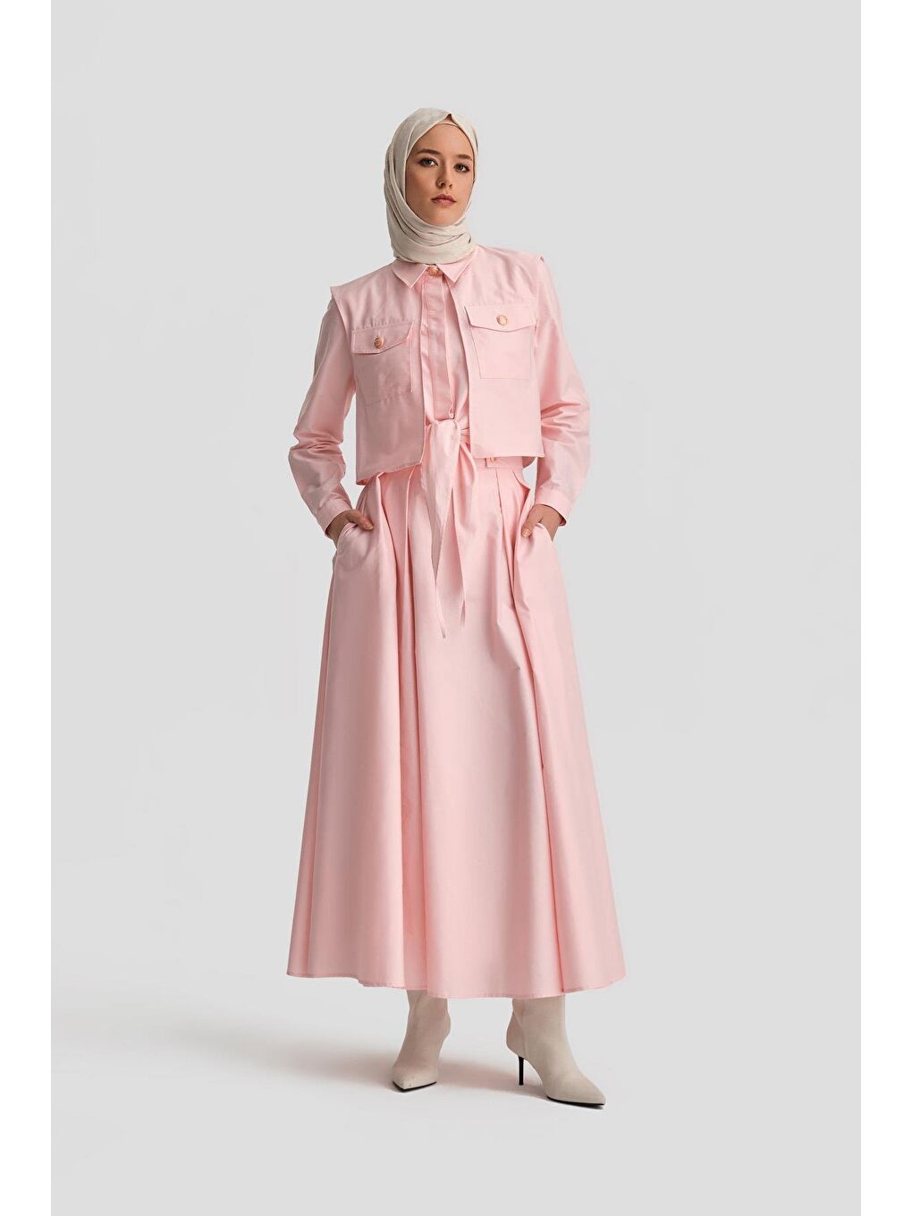 Önü Bağlamalı Takım 24K6917 Pembe-1