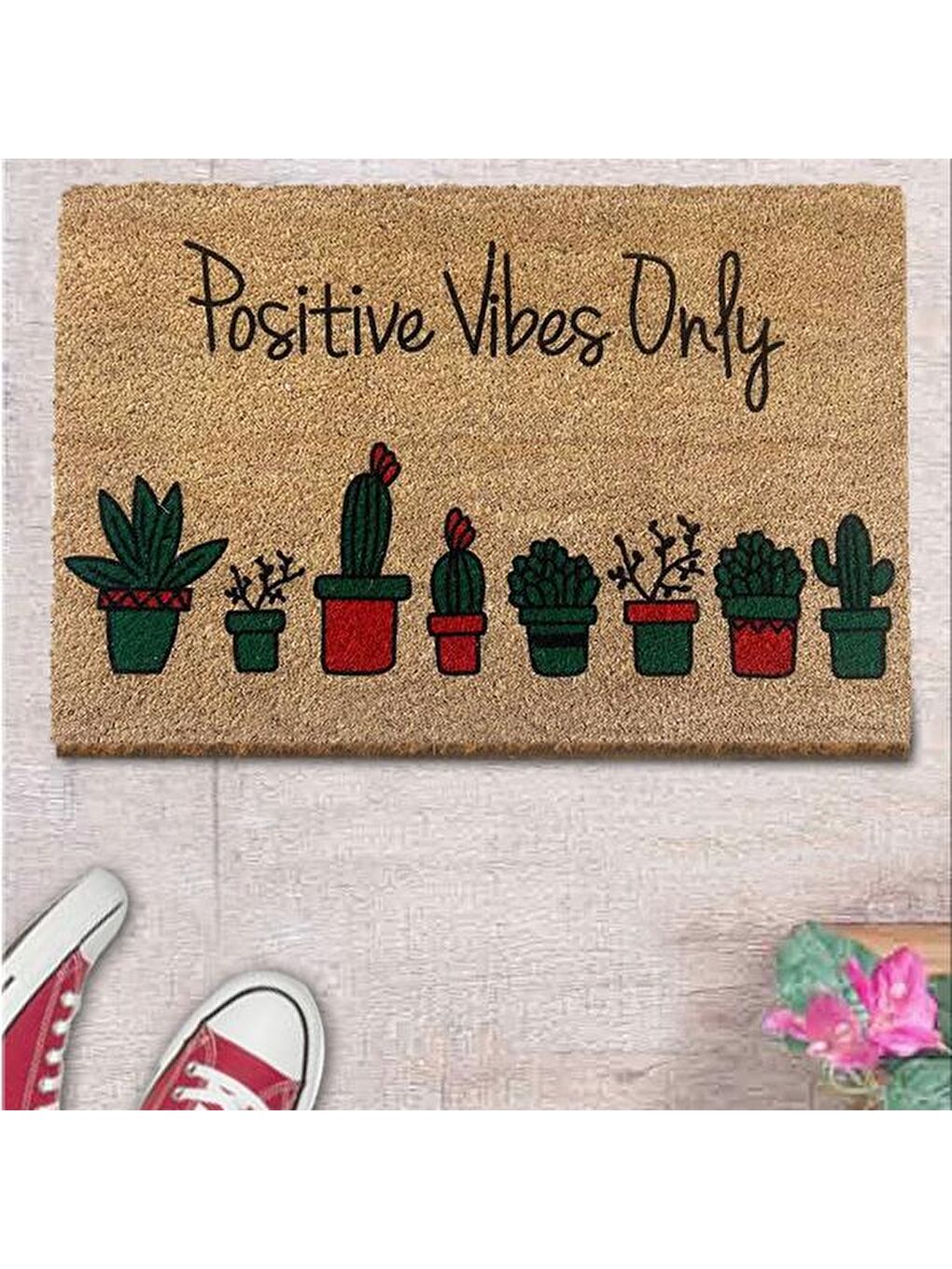 Bej Koko Kapı Paspası - Pozitif Vibes