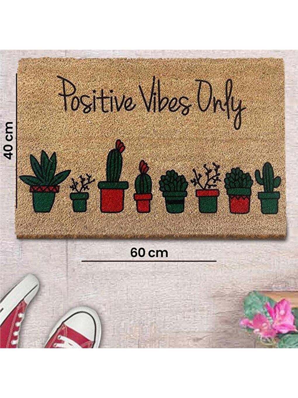 Bej Koko Kapı Paspası - Pozitif Vibes-2