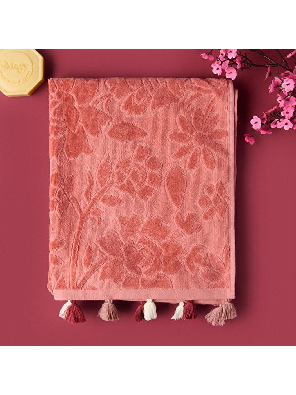 Pembe Soft Granny Summer Flos Yüz Havlusu - Gülkurusu - 50x90 cm