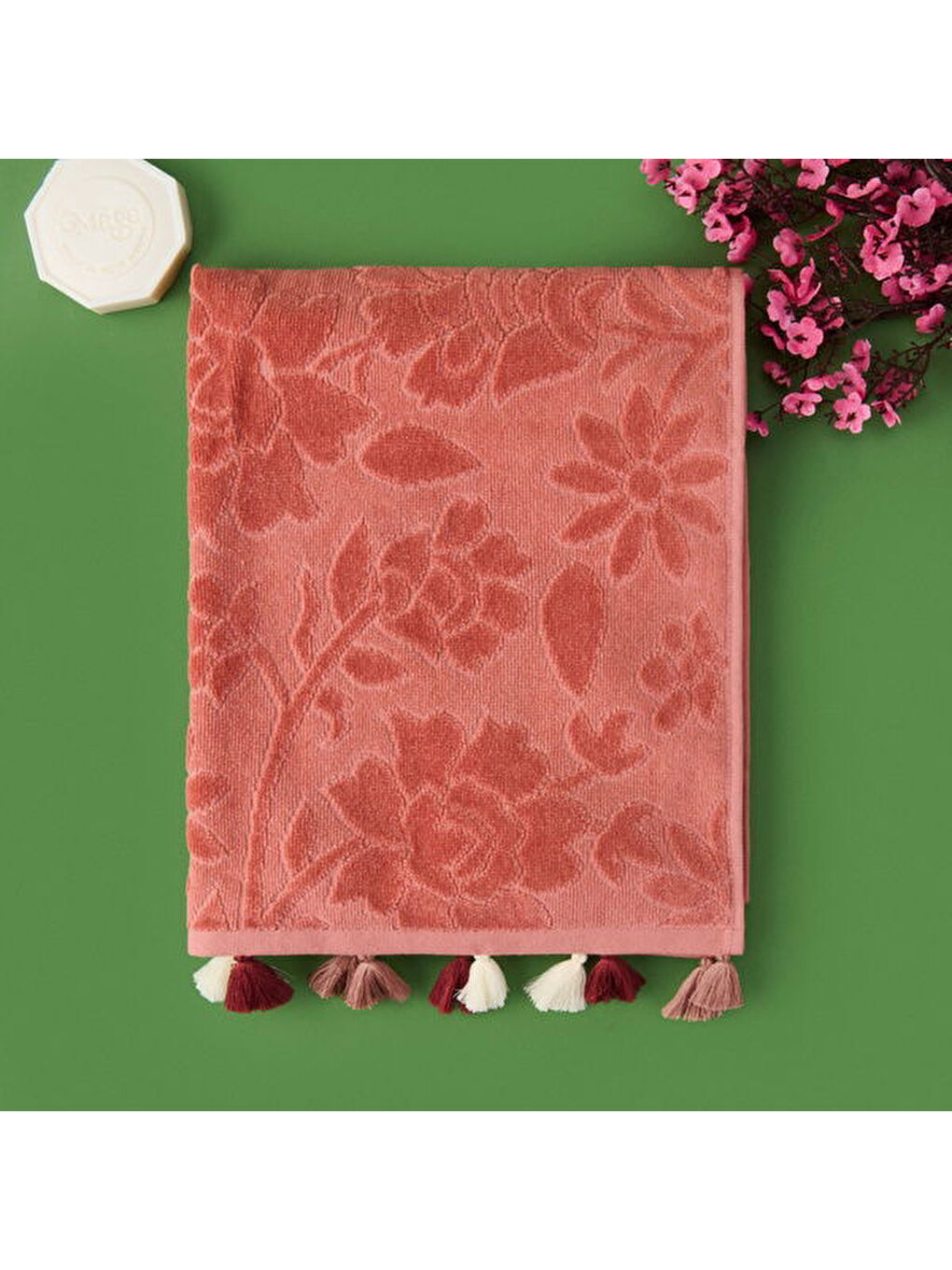 Pembe Soft Granny Summer Flos Yüz Havlusu - Gülkurusu - 50x90 cm-1