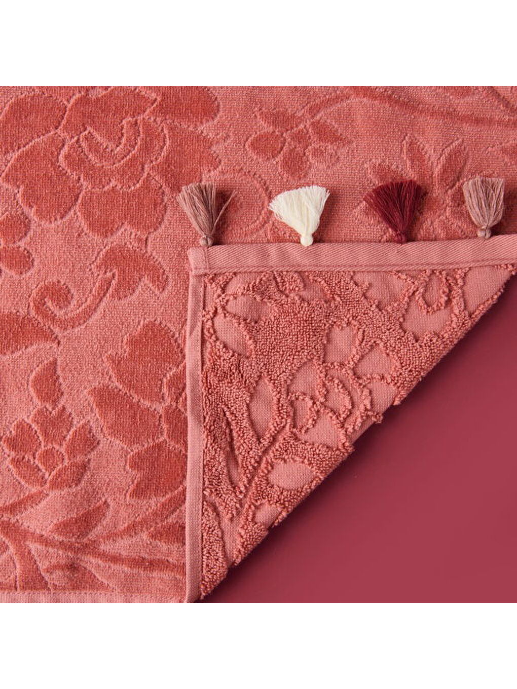 Pembe Soft Granny Summer Flos Yüz Havlusu - Gülkurusu - 50x90 cm-3