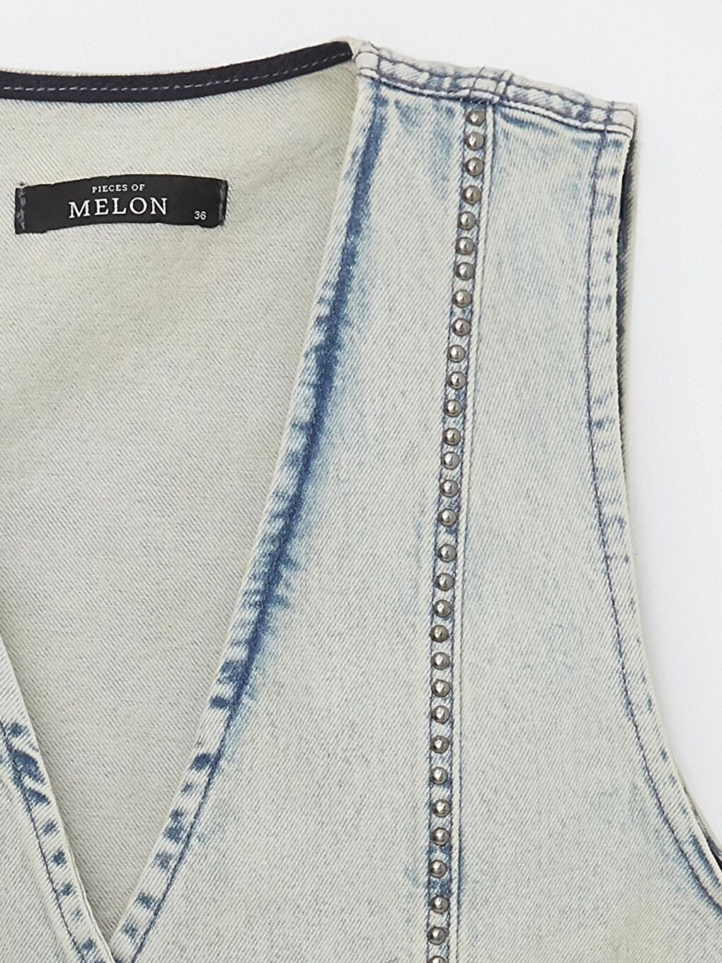 Pieces of Melon Açık Mavi Acik Mavi Trok Detaylı Denim Yelek - 6