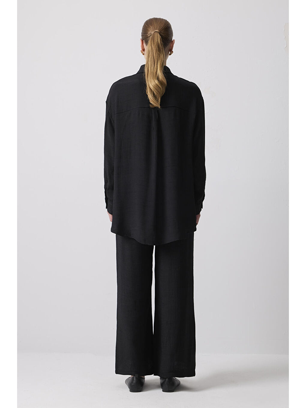 Siyah Cep Detaylı Gömlek Pantolon Takım-3