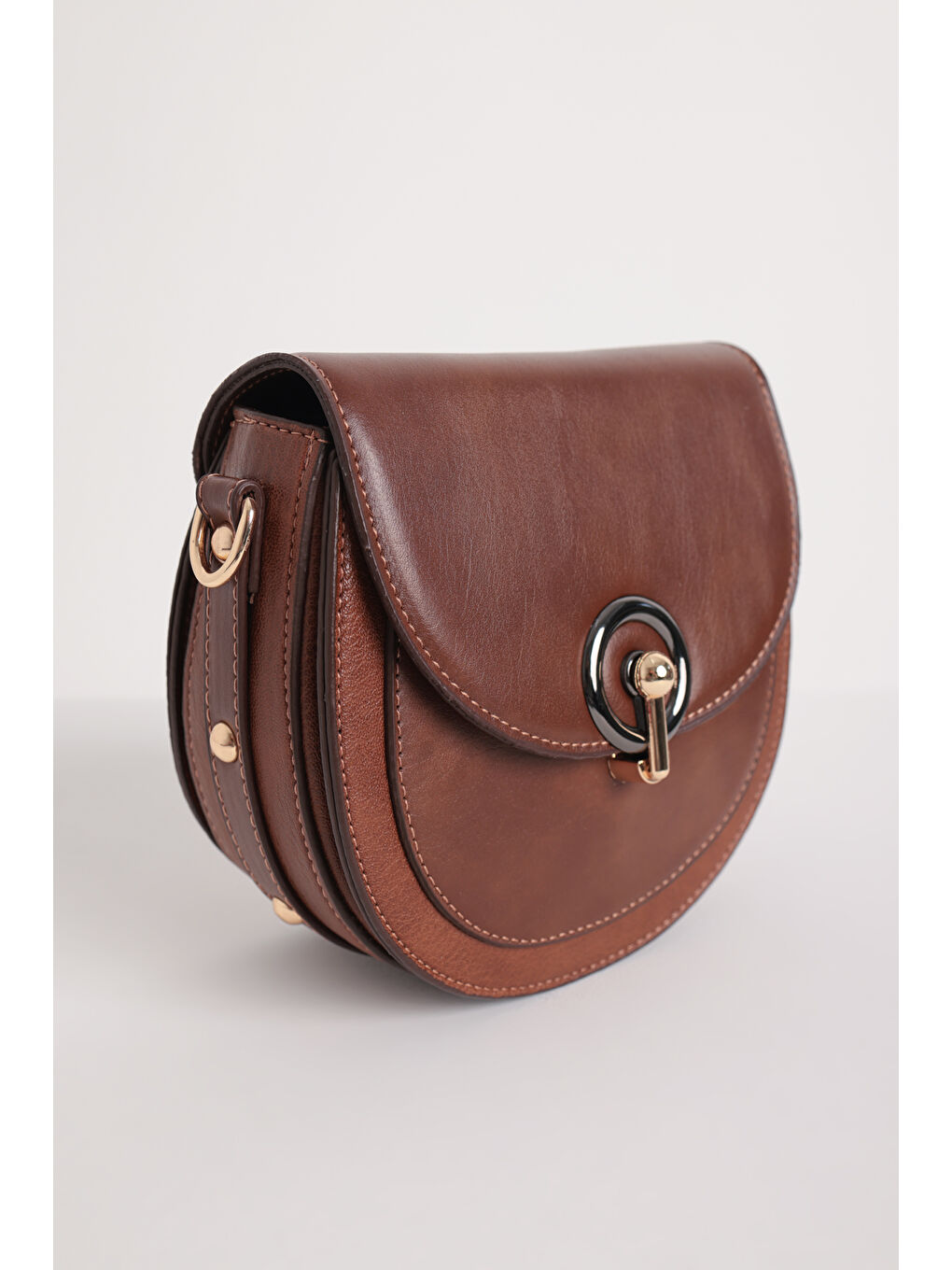 Beyaz Taba Çok Bölmeli Suni Deri Çapraz Çanta-2