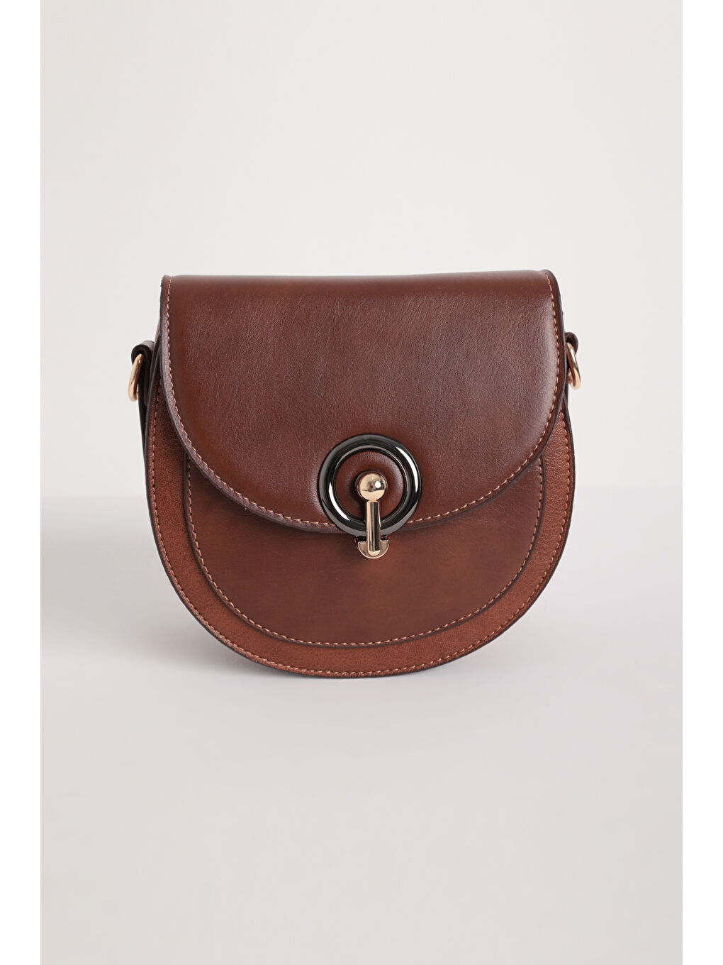 Beyaz Taba Çok Bölmeli Suni Deri Çapraz Çanta-3