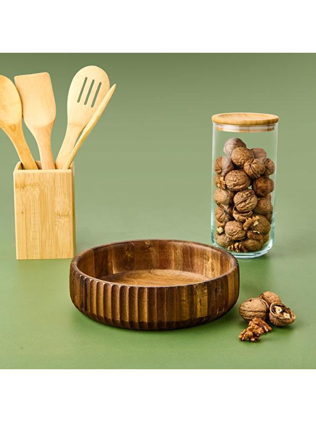 Akasya Curve Kase - Kahverengi - 22 cm-3